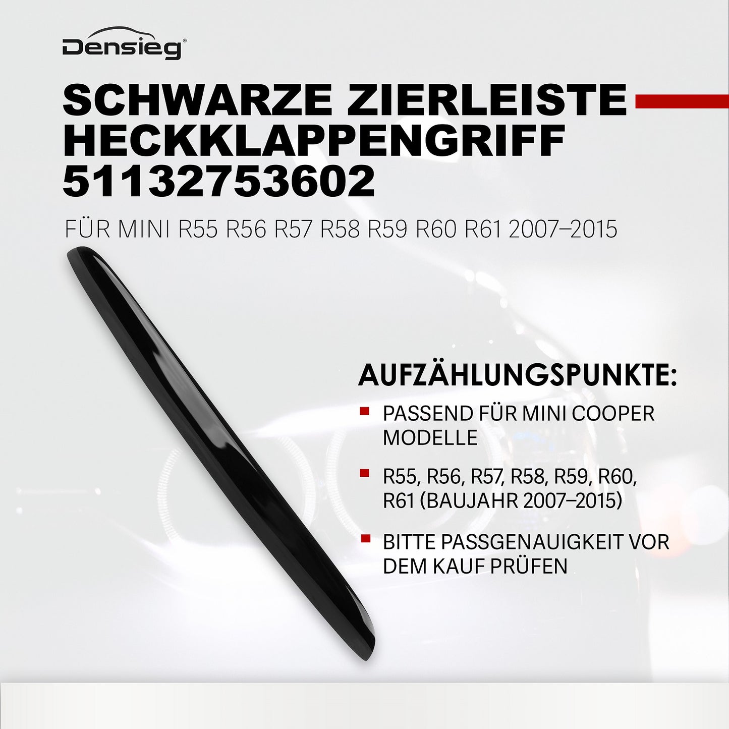 Heckklappe Griff Schwarz 51132753602 für Mini R55 R56 R57 R58 R59 R60