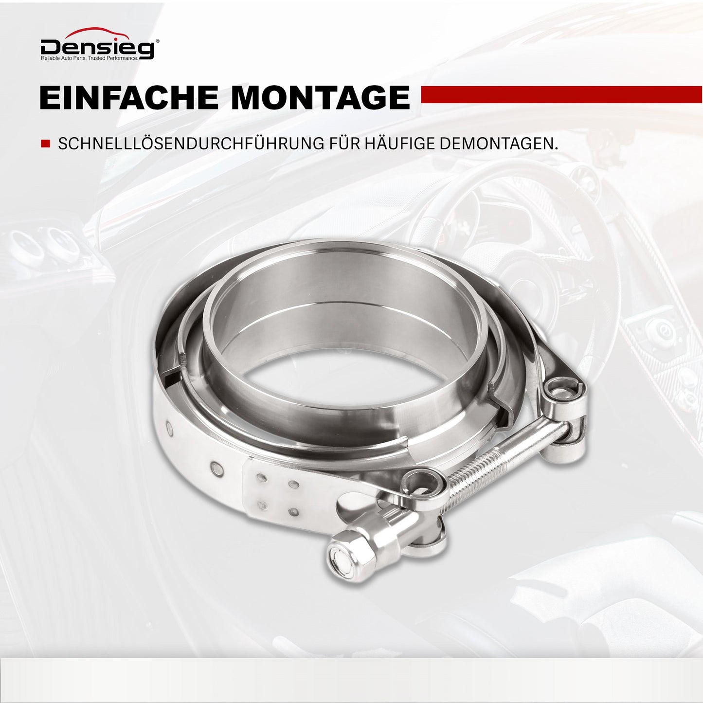 V-Band Klemme Ø63,5mm (2,5") + Flansche Edelstahl Turbo Auspuff Kit