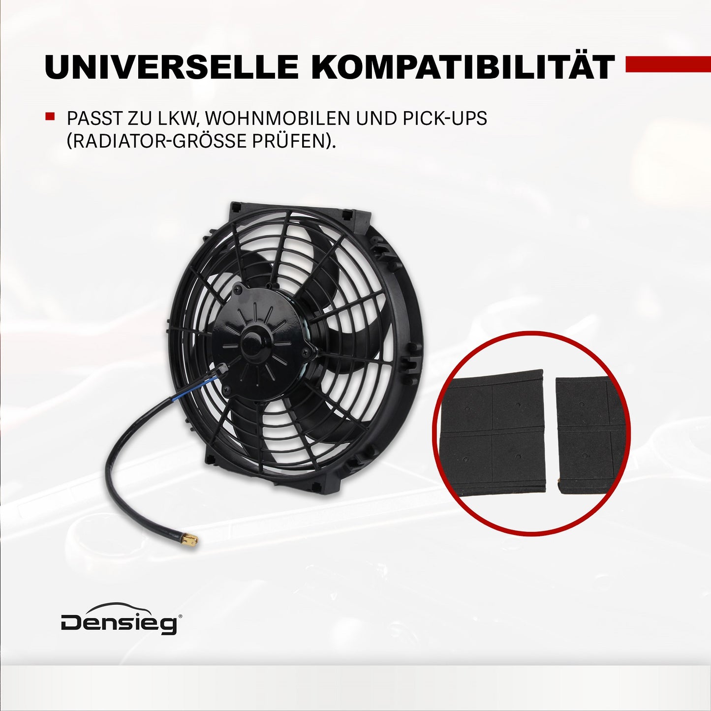 Universal 10" Auto Kühlerlüfter Elektrischer Lüfter 12V 80W für KFZ LKW