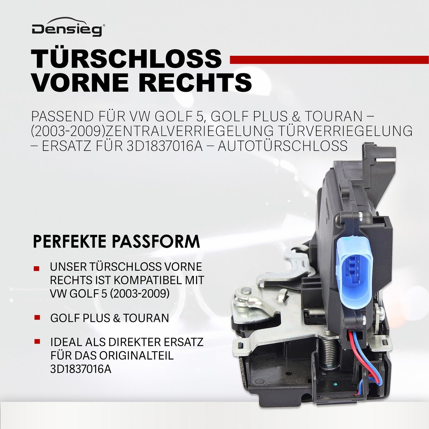 Türschloss Vorne Rechts für Golf 5, Golf Plus & Touran 03-09 3D1837016A