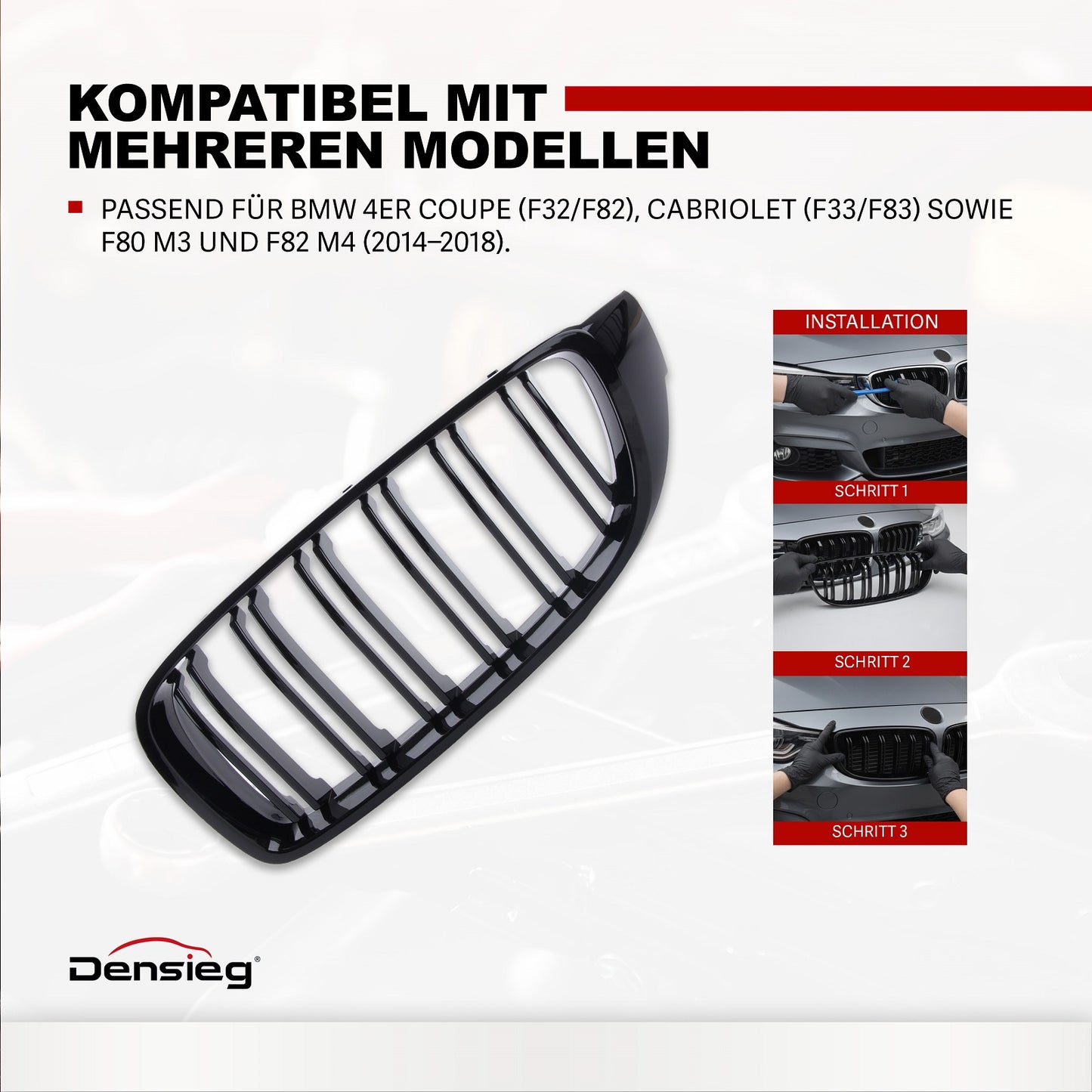 Nieren Kühlergrill Doppelsteg Glanz Schwarz für bmw 4er F32 F33 F83 F82