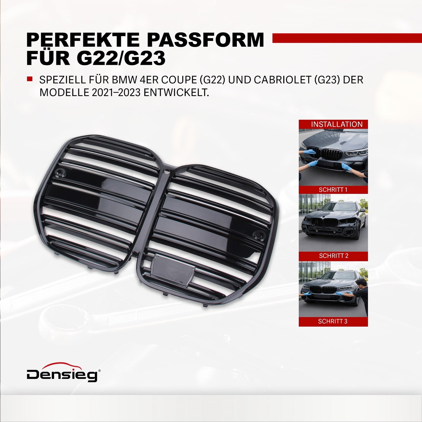 Sport Kühlergrill Doppelsteg Glanz Schwarz für bmw 4er G22 G23 2022+