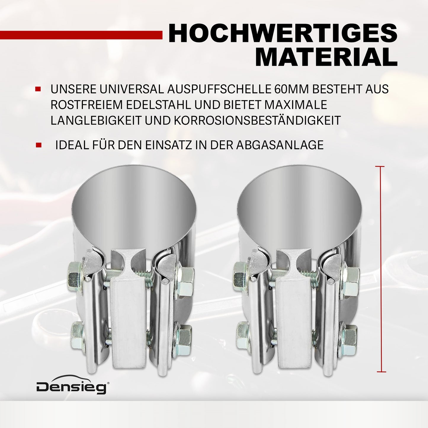 2 Stück Auspuffschelle Ø 60mm – Edelstahl Rohrschelle für Abgasanlage