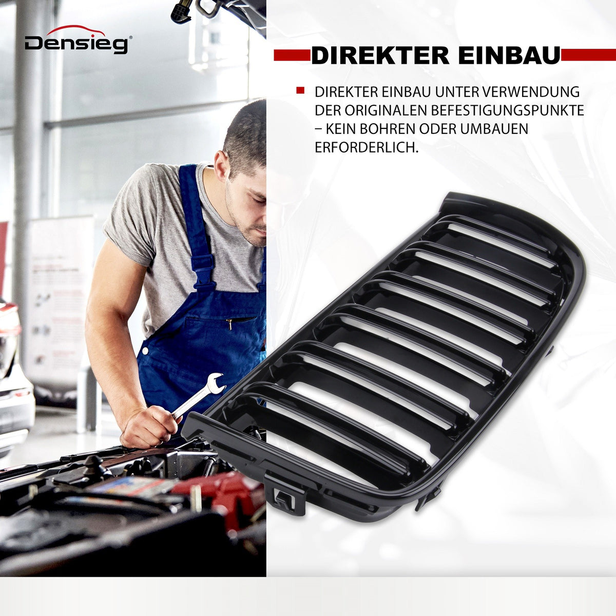 Doppelsteg Nieren Grill Glänzend Schwarz für BMW 3er E90 E91 2005-2008