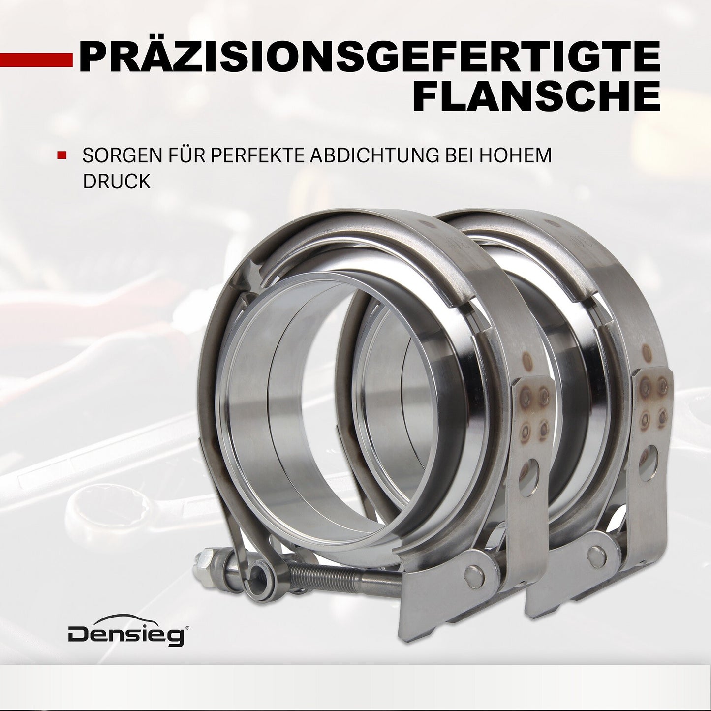 2x Edelstahl V Band Schelle Flange Rohrschelle 4" 101,6 mm Auspuff Turbo