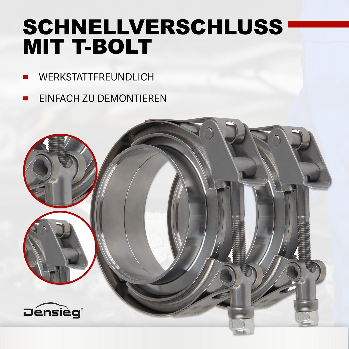 2x Edelstahl V Band Schelle Flange Rohrschelle 3,5" 89mm Auspuff Turbo