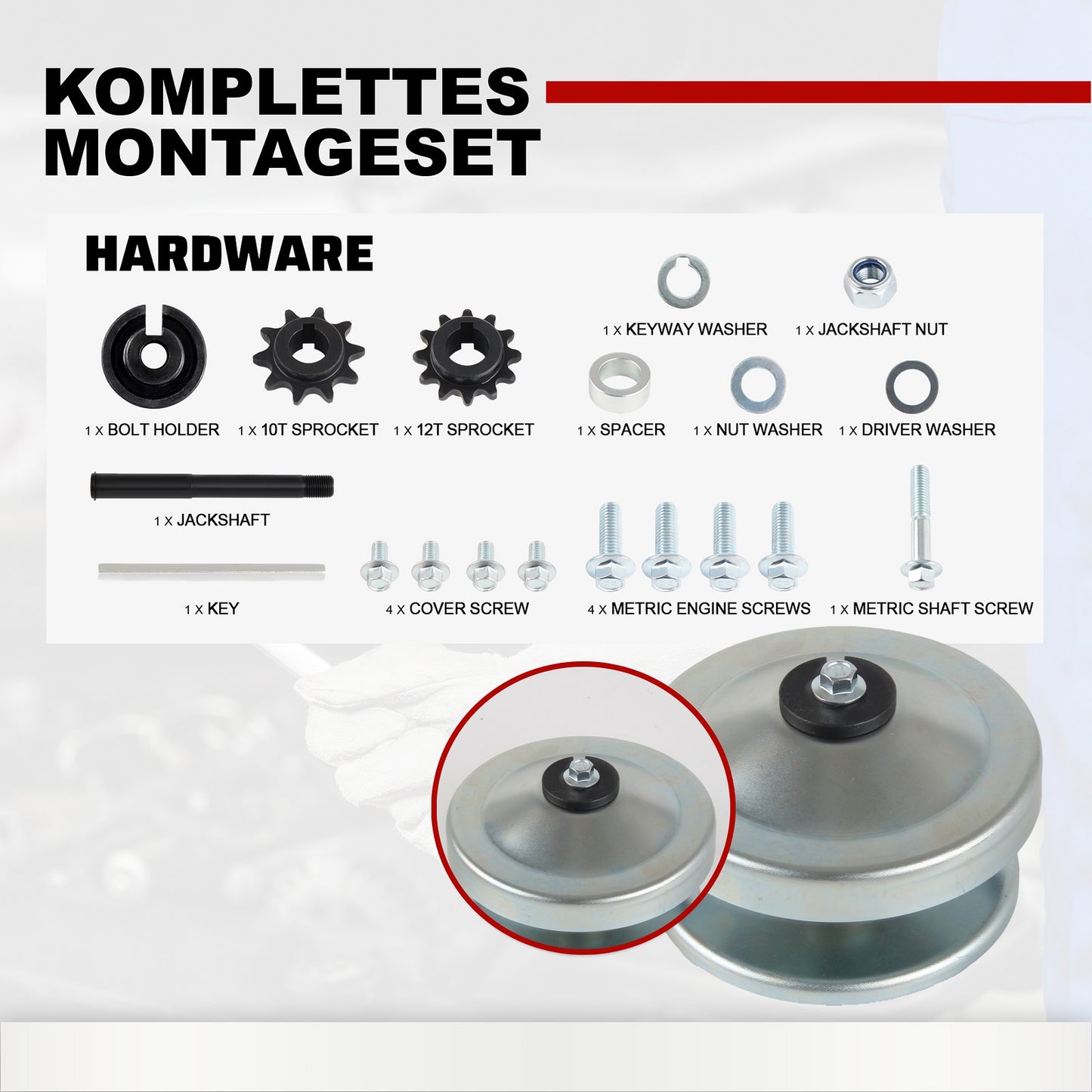 Go-Kart Kupplung 1" TAV 30 mit Zubehör 10T/12T Ritzel für 8-11 PS Motor