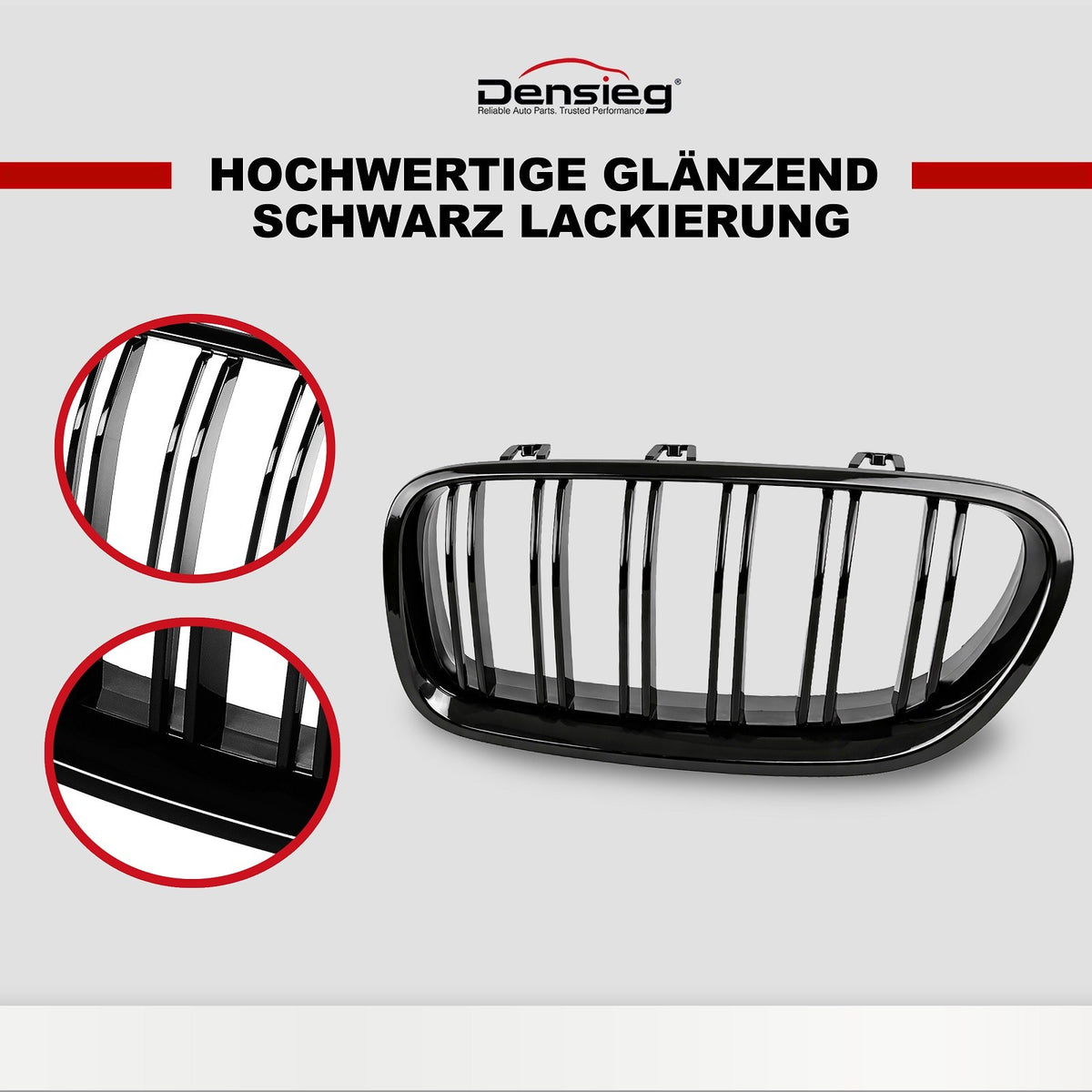 Glanz Schwarz Niere Kühlergrill ABS für BMW 5er F10 F11 F18 2010-2017