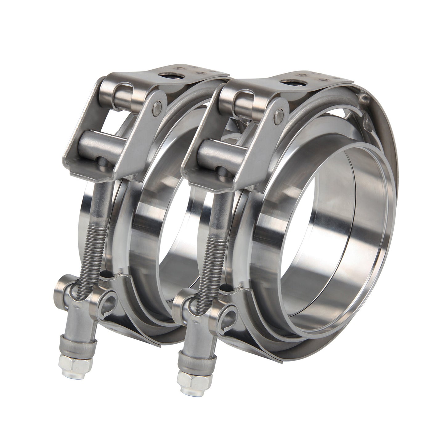 2x Edelstahl V Band Schelle Flange Rohrschelle 4" 101,6 mm Auspuff Turbo