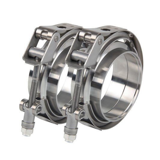 2x Edelstahl V Band Schelle Flange Rohrschelle 4" 101,6 mm Auspuff Turbo