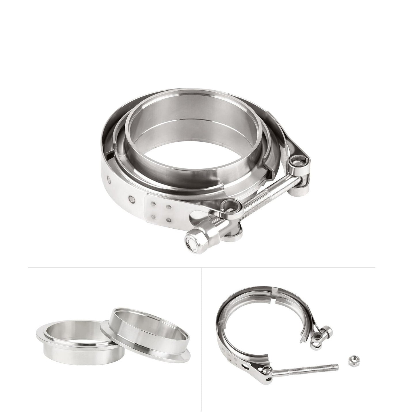 V-Band Klemme Ø76.2mm (3") + Flansche – Edelstahl Turbo Auspuff Kit