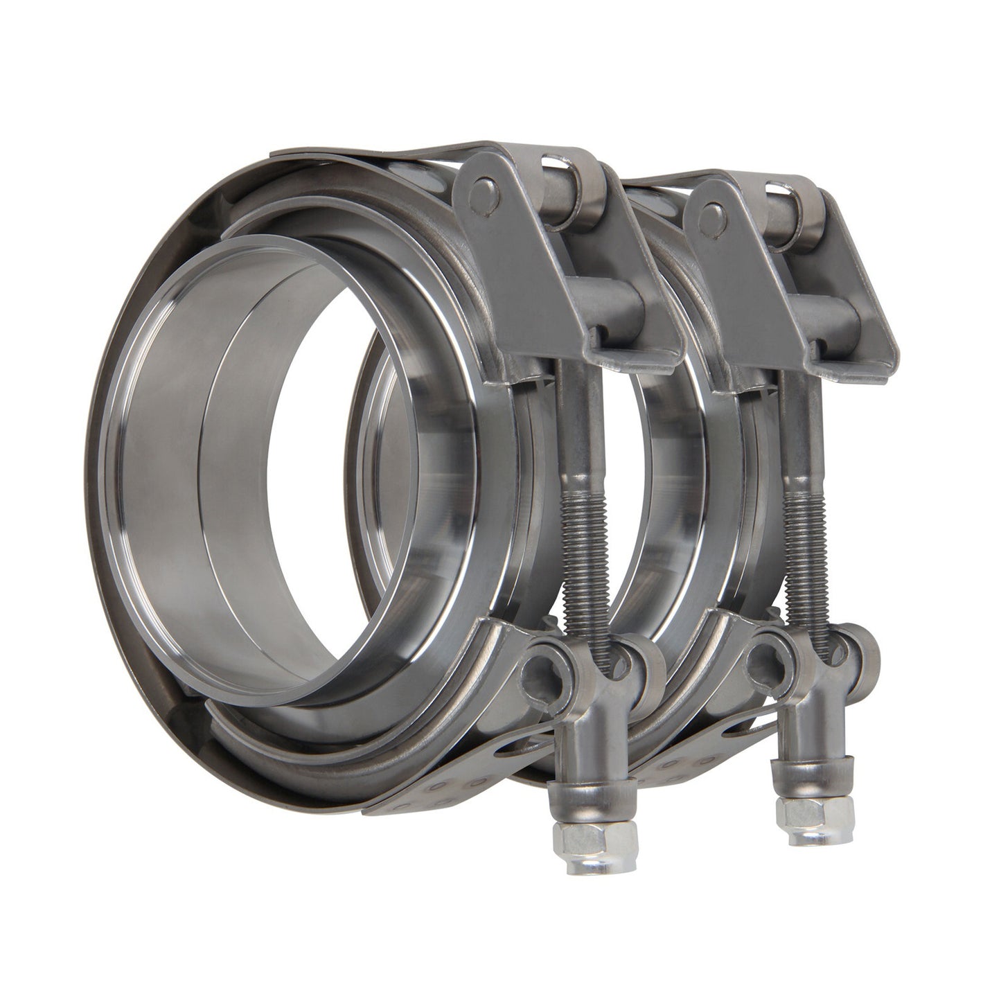 2x Edelstahl V Band Schelle Flange Rohrschelle 3,5" 89mm Auspuff Turbo