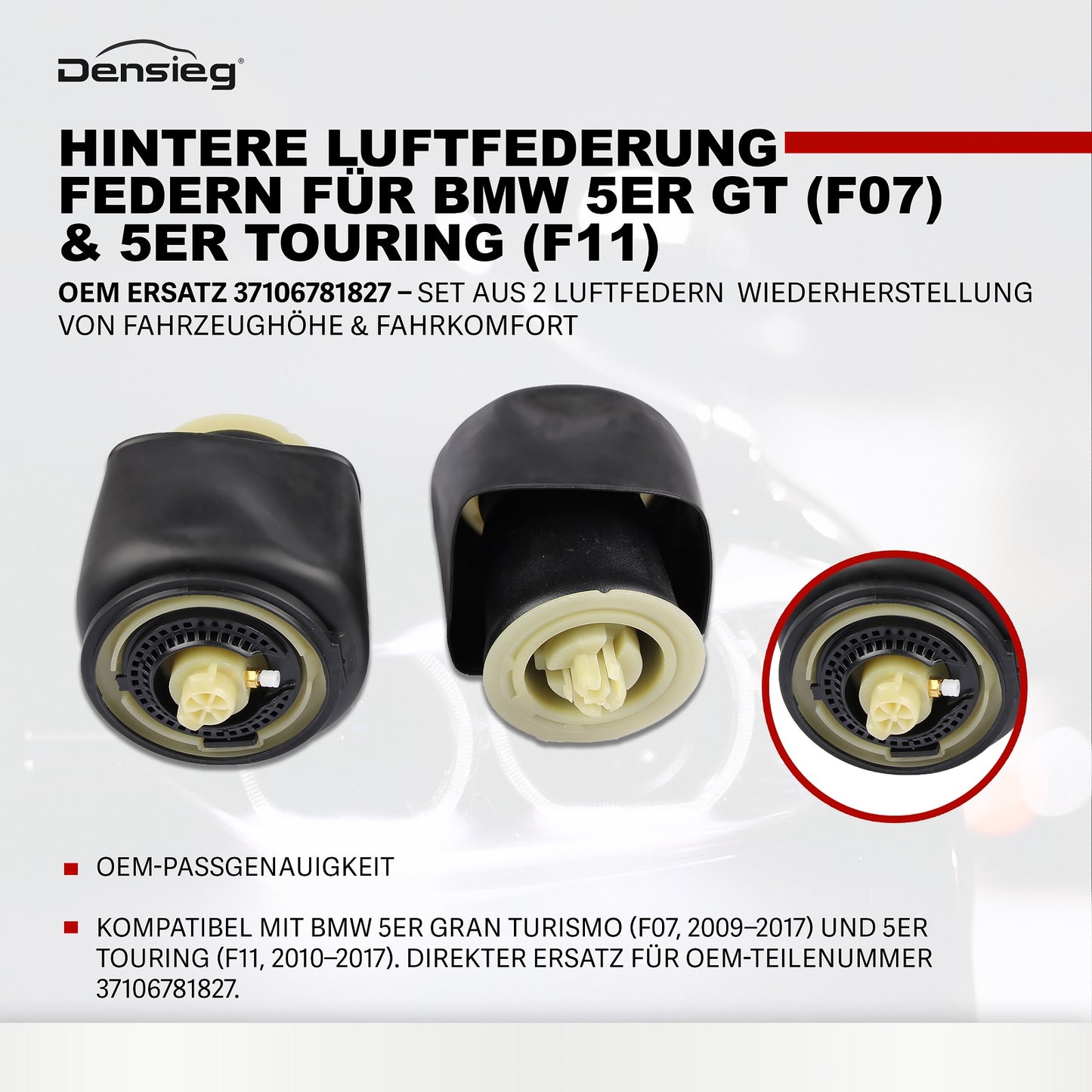 2x Luftfeder Federbalg Hinten Für BMW 5er GT F07 Touring F11 37106781827