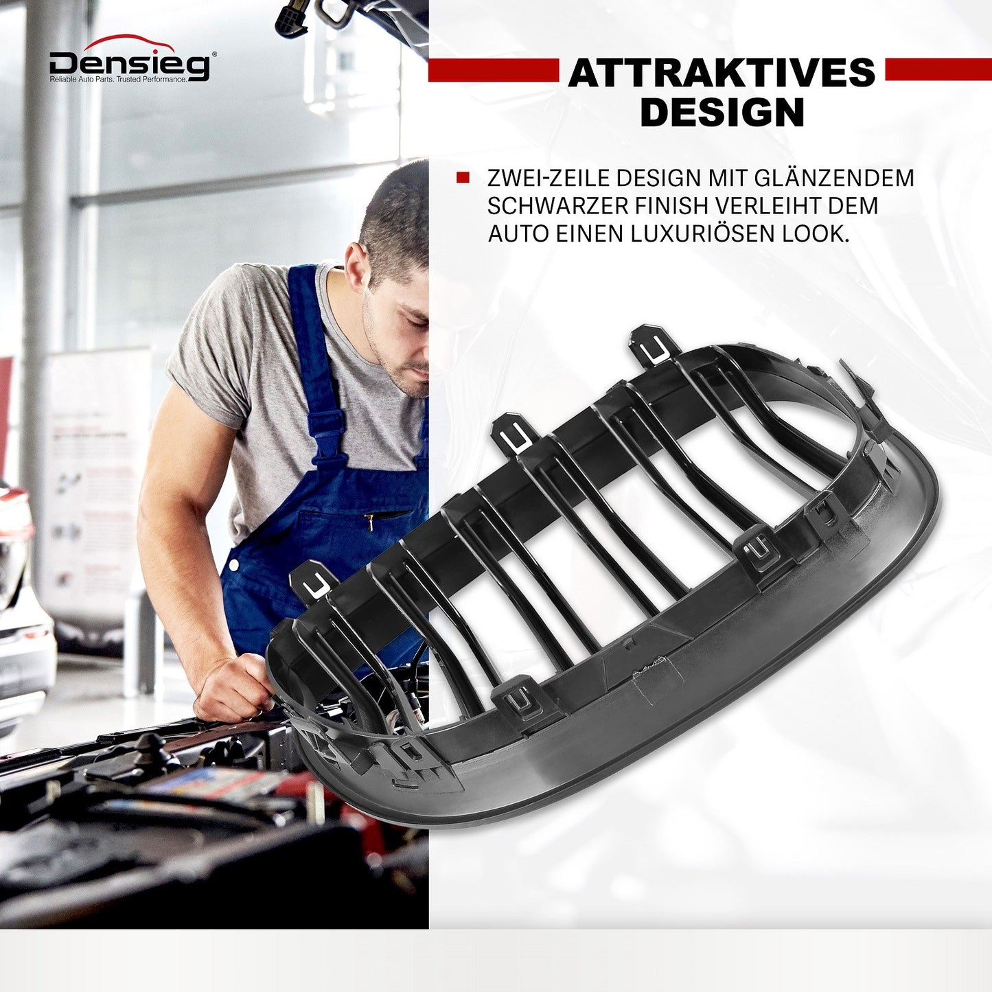 Sport Nieren Kühlergrill für BMW 5er E60 E61 2003-2009 Glanz Schwarz