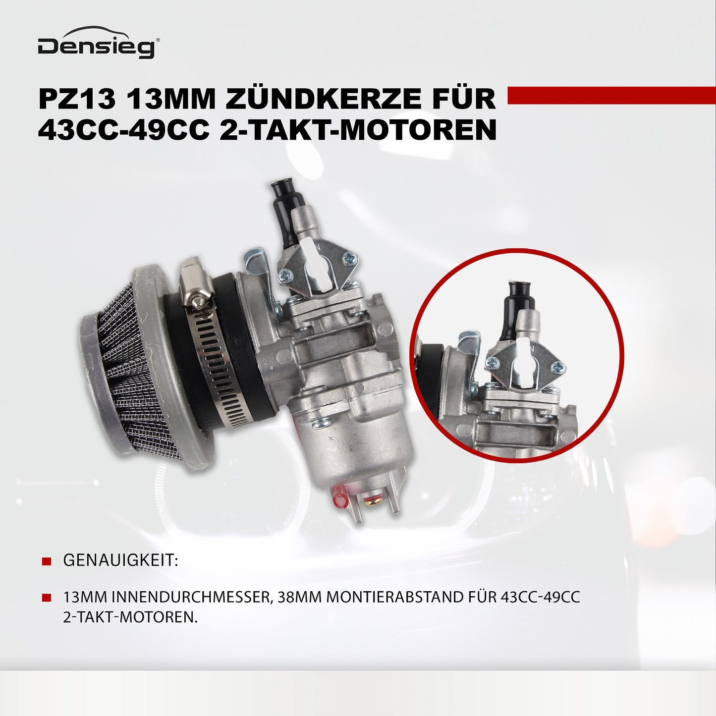 PZ13 13 mm Vergaser für 2-Takt 43cc 47cc 49cc Pocket Bike Mini Motor ATV