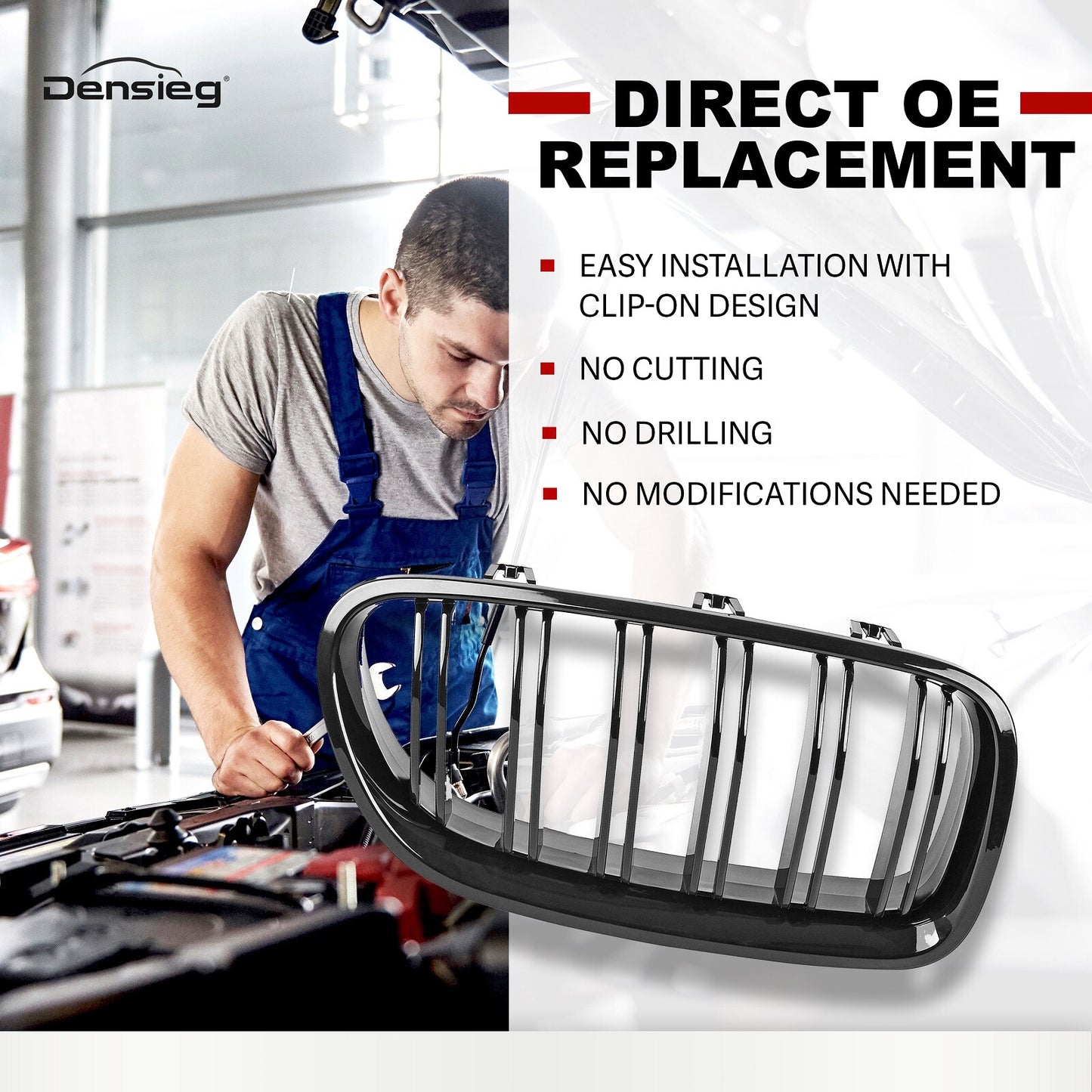 Glanz Schwarz Niere Kühlergrill ABS für BMW 5er F10 F11 F18 2010-2017