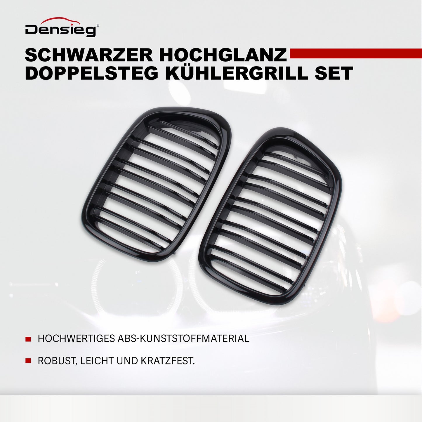 Nieren Kühlergrill Doppelsteg Glanz Schwarz für BMW 5er E39 1995-2003