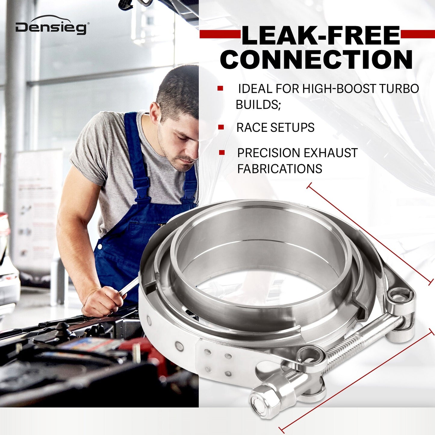 V-Band Klemme Ø76.2mm (3") + Flansche – Edelstahl Turbo Auspuff Kit