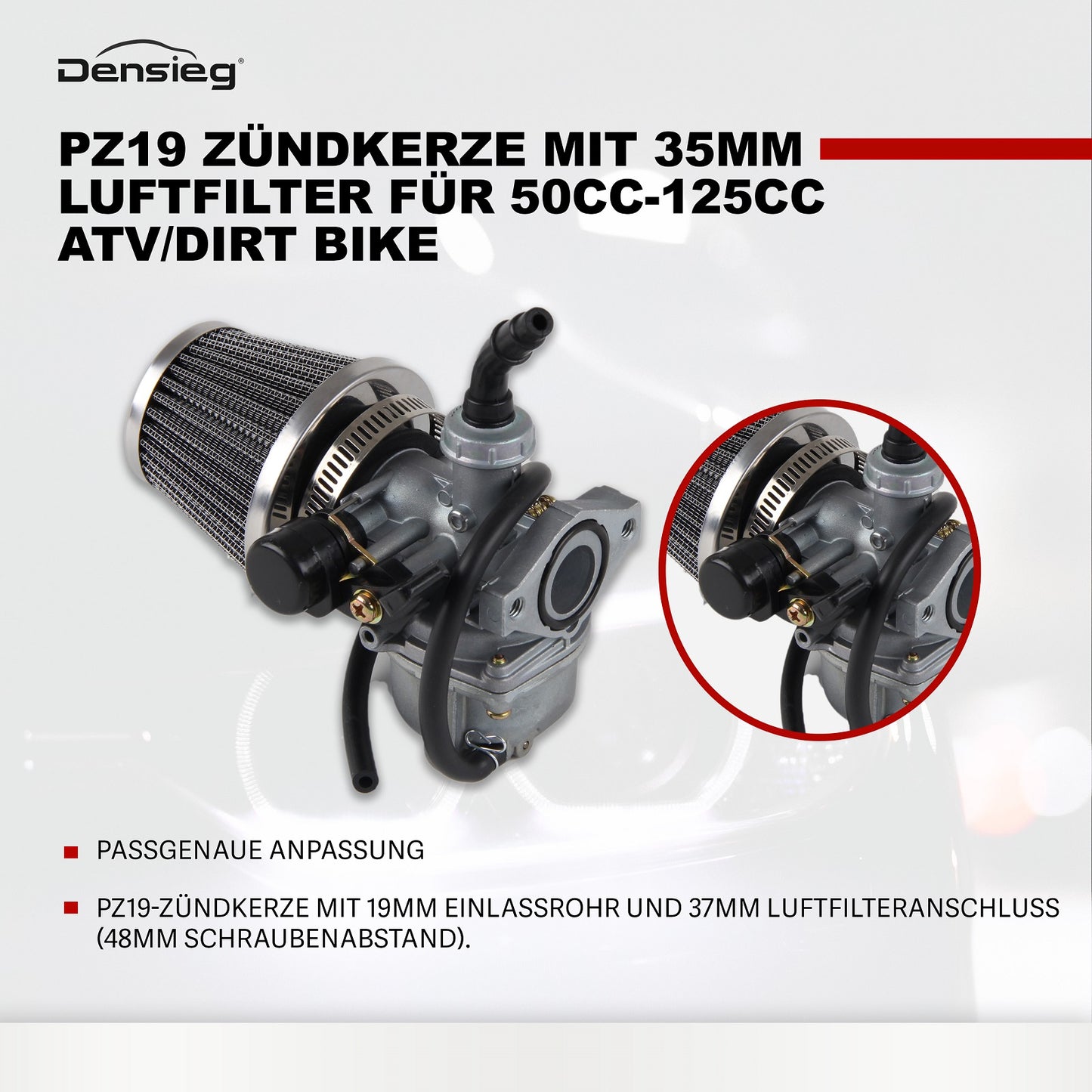 Vergaser PZ 19mm mit Luftfilter für Pit Dirt Bike 50cc 90cc 110cc 125cc