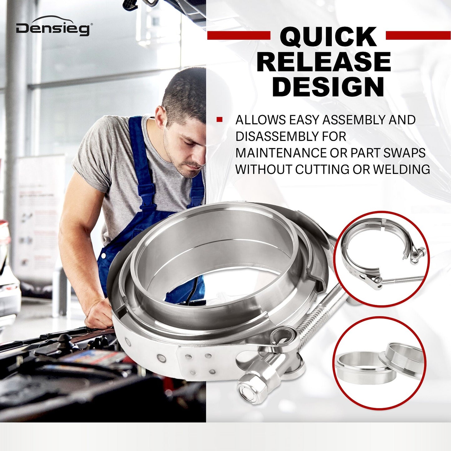 V-Band Klemme Ø69.8mm (2.75") + Flansche – Edelstahl Turbo Auspuff Kit‌