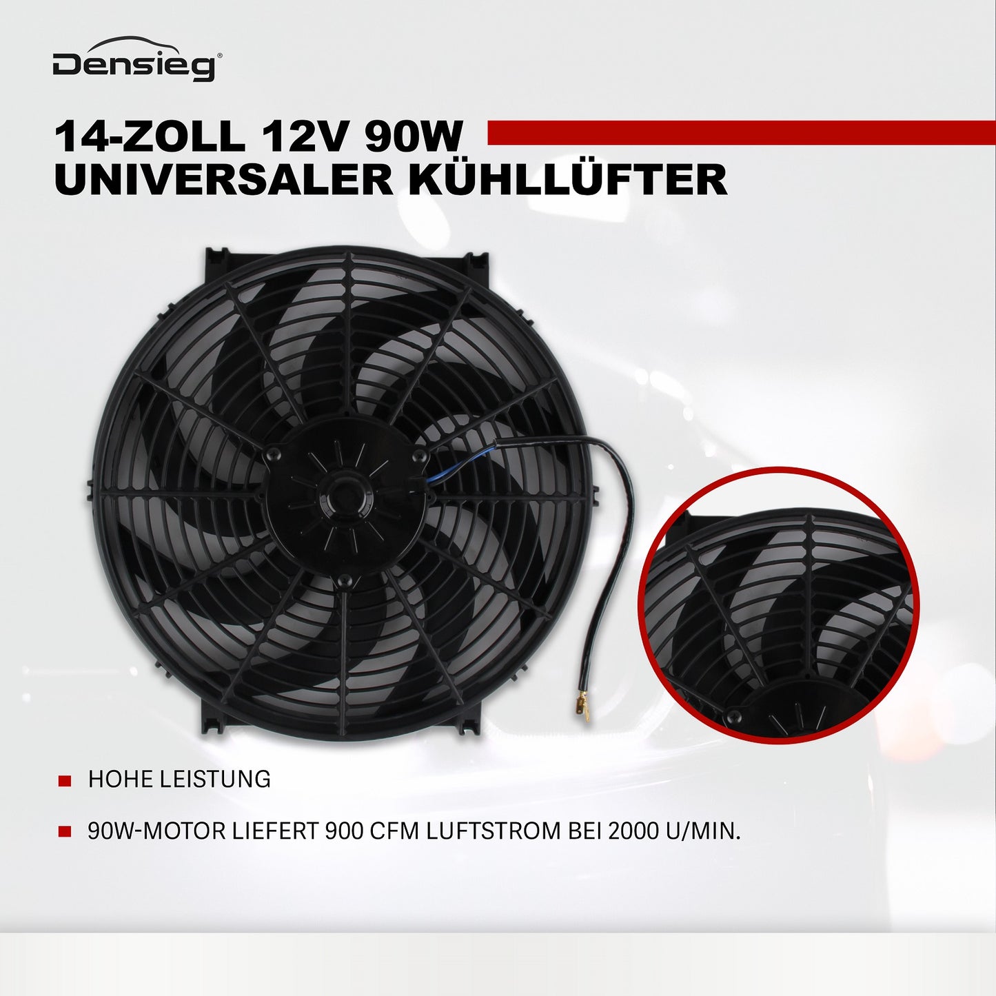 Universal 14" Auto Kühlerlüfter Elektrischer Lüfter 12V 90W für KFZ LKW