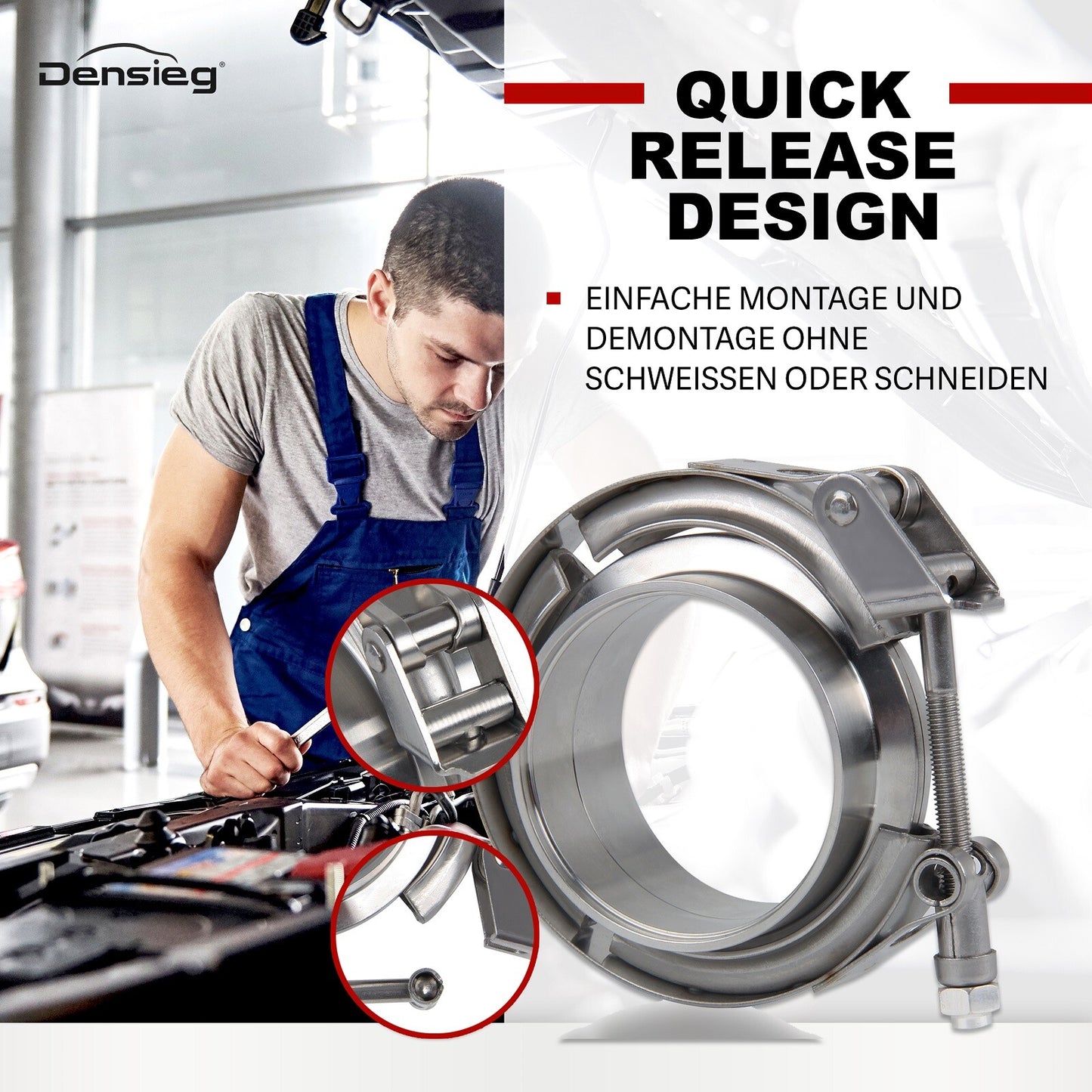 2x 2" 50,8mm V-Band Schelle + Flansch Kit Edelstahl Auspuff Turbo Klemme