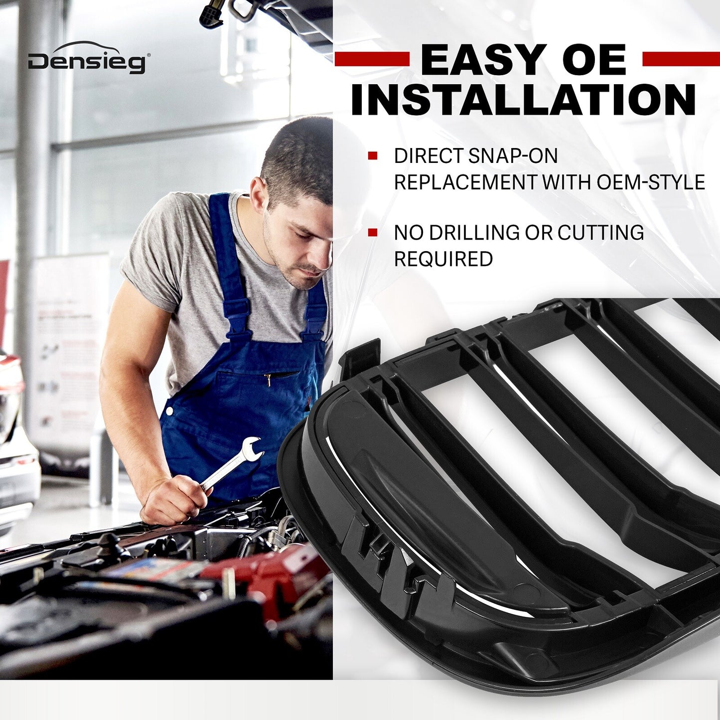 Doppelsteg Kühlergrill für BMW 5 Series G30 G31 GLANZ SCHWARZ 2017-2021