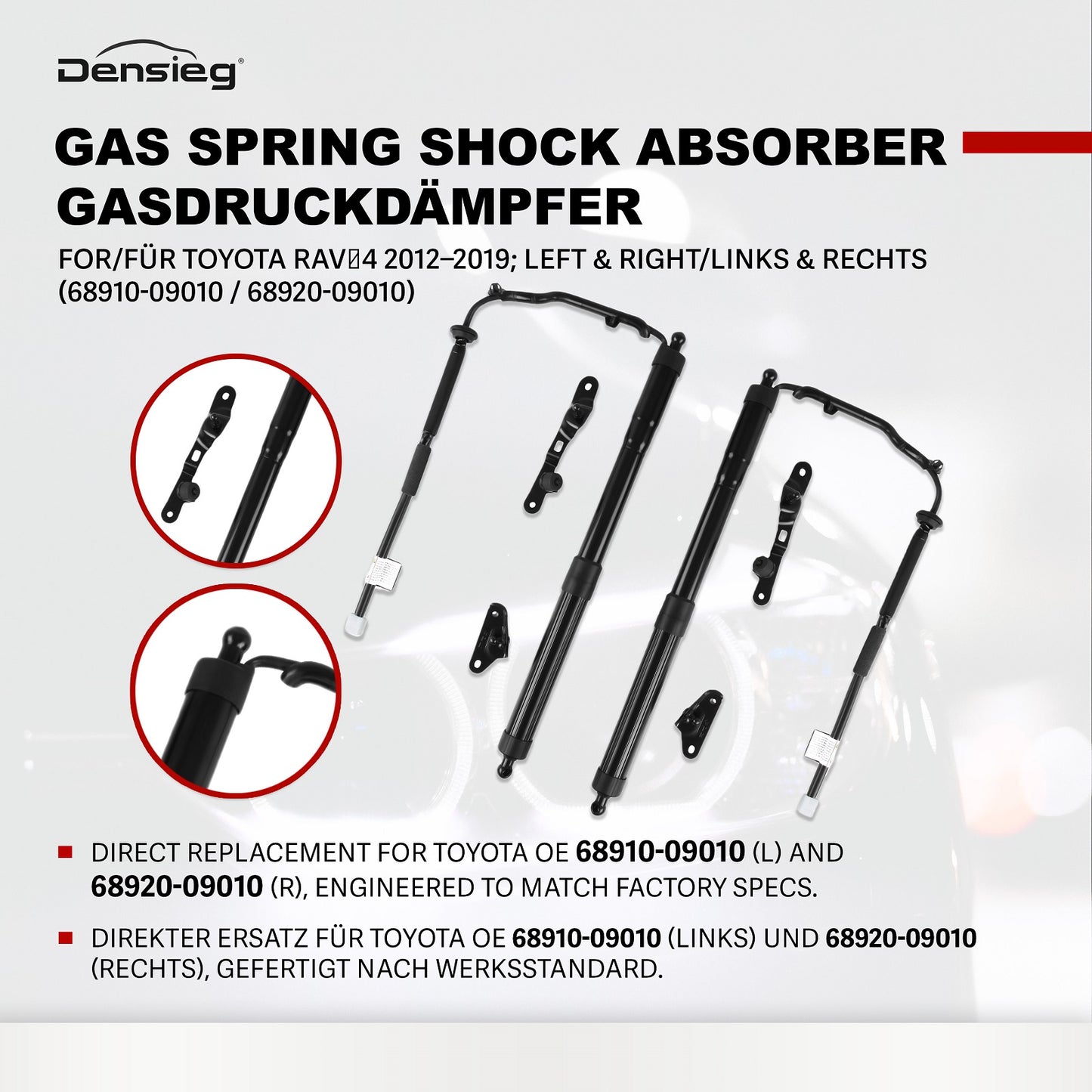 Paar Elektrische Heckklappe Gasdruckfeder für Toyota RAV4 2012–2019