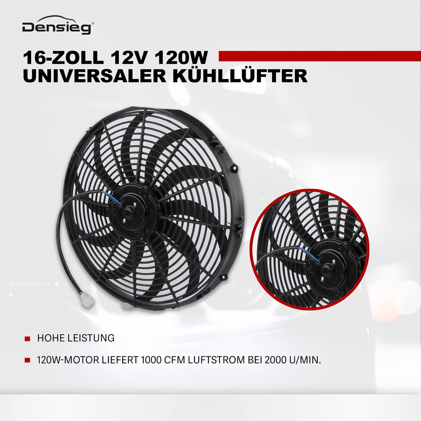 Universal 16" Auto Kühlerlüfter Elektrischer Lüfter 12V 120W für KFZ LKW