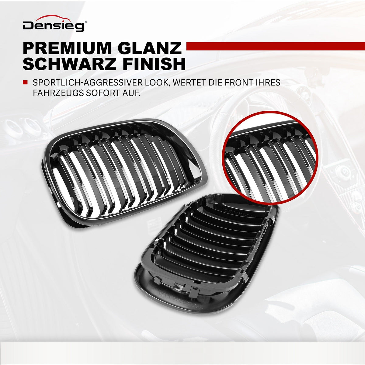 Sport Kühlergrill Glanz Schwarz für BMW 3er E46 Limousine Touring 02-05