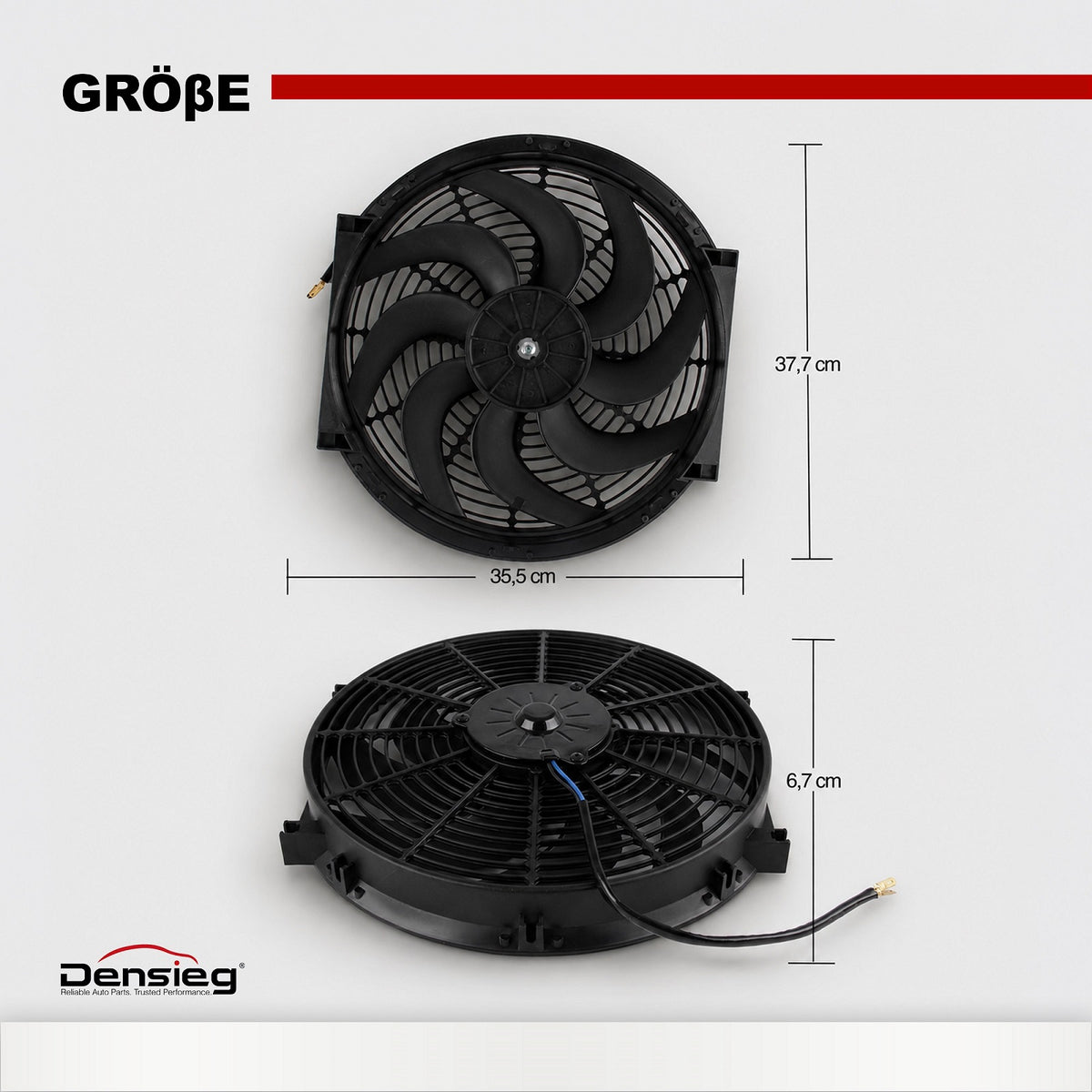 Universal 14" Auto Kühlerlüfter Elektrischer Lüfter 12V 90W für KFZ LKW
