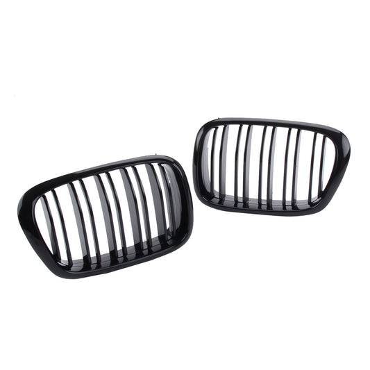Doppelsteg Kühlergrill Nieren Glanz Schwarz für BMW 5er E39 1995-2003