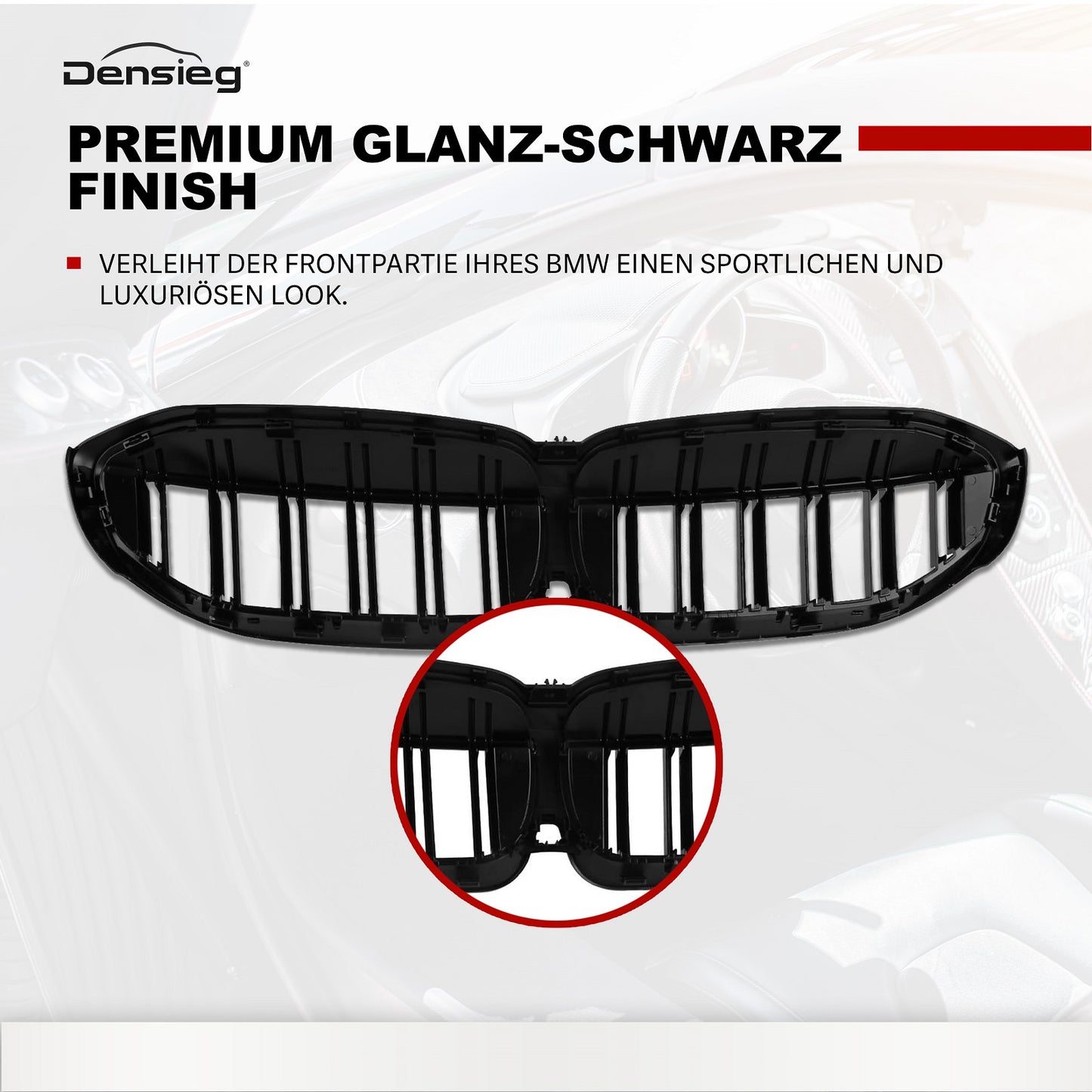 Kühlergrill für 3er G20 G21 19-21 Nieren Doppelsteg Sport GLANZ SCHWARZ