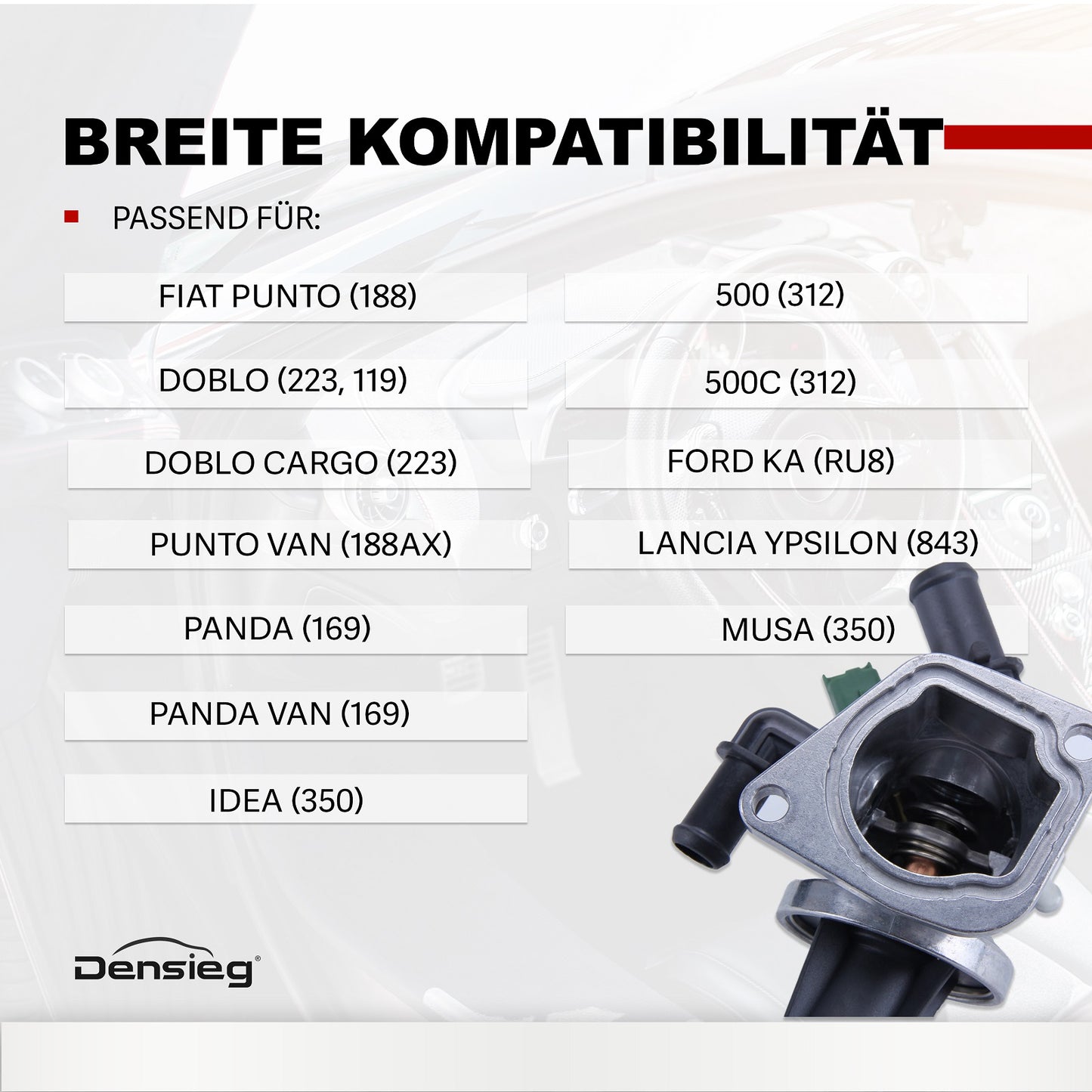 Thermostatgehäuse für Fiat 500 Ford KA Doblo Panda 55180041 / 55224021