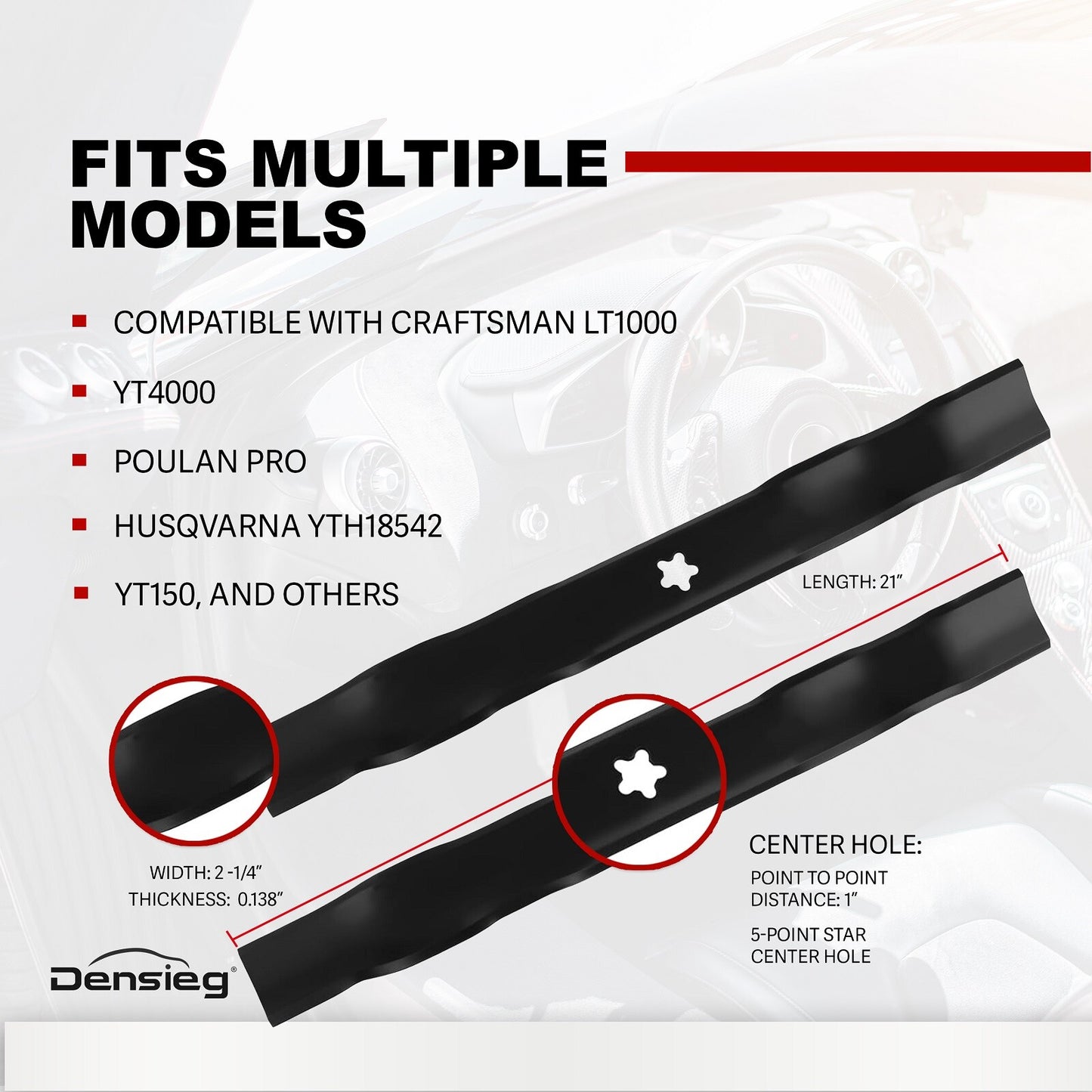 2 x 53cm Rasenmähermesser für Craftsman Husqvarna, 127843 YTH150, YTH180