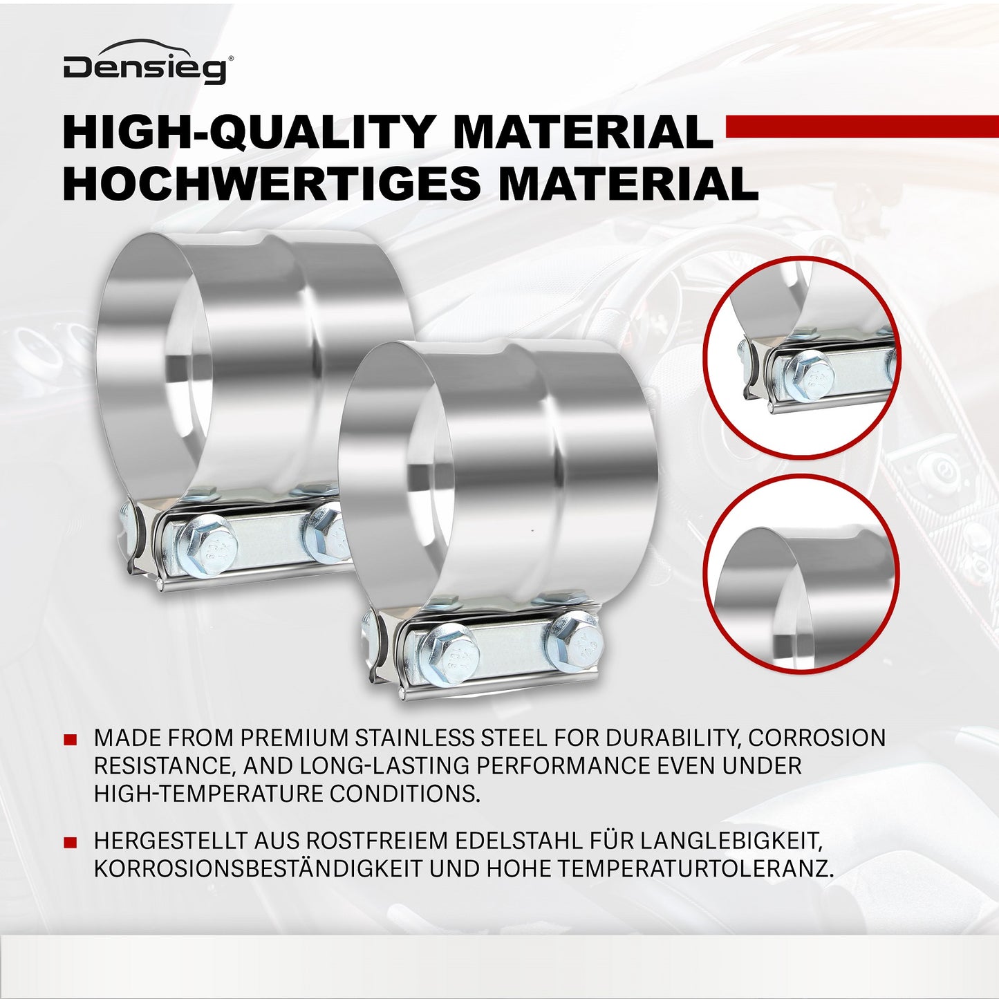 2x Ø 89mm / 3,5" Edelstahl Auspuff Rohrverbinder Klemmen für Abgasanlage