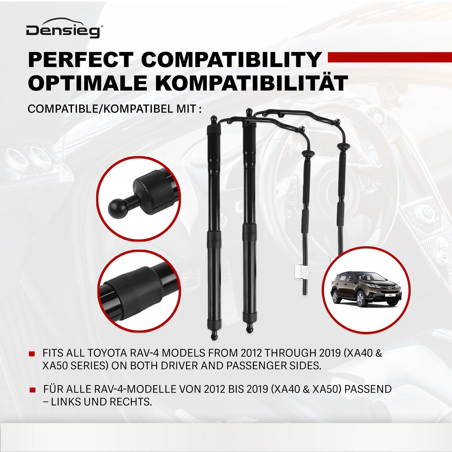 Paar Elektrische Heckklappe Gasdruckfeder für Toyota RAV4 2012–2019