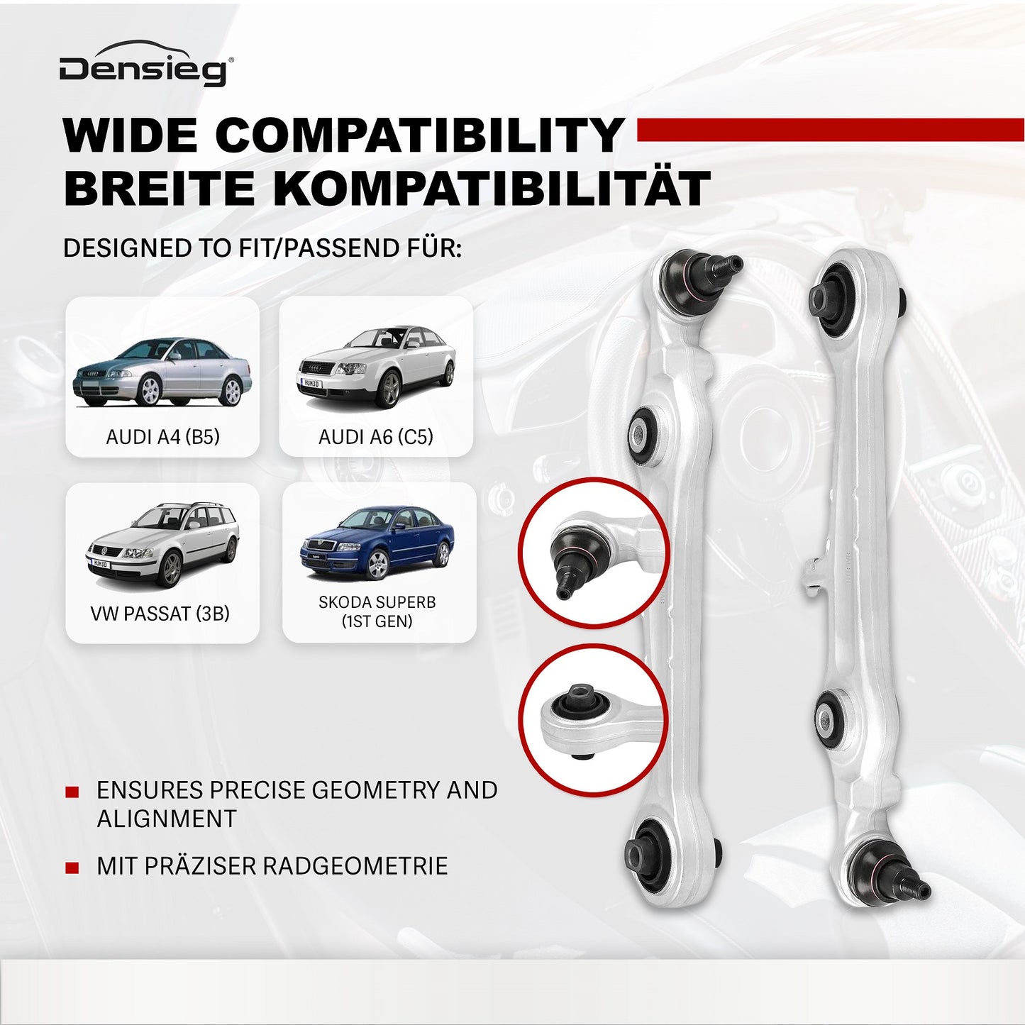 Querlenker Satz 8D0498998 für A4 B5 & A6 C5, VW Passat 3B, Skoda Superb