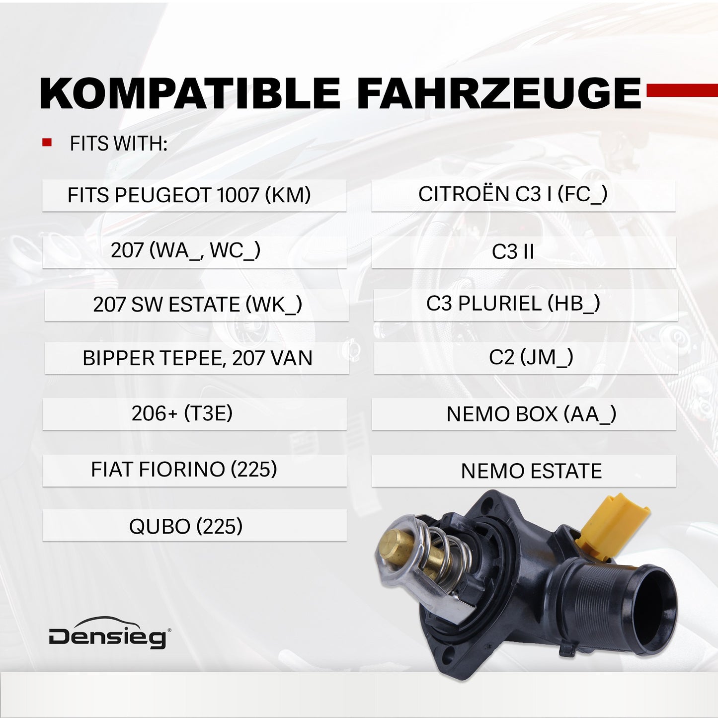 Thermostat für Fiat Citroën C2 C3 Peugeot 1007 207 5352203 / 9650926280