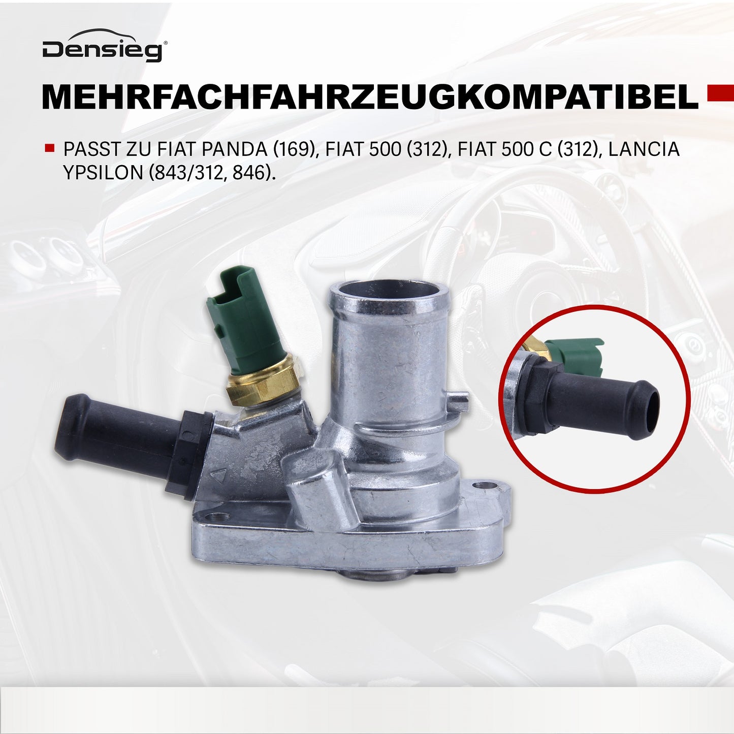 Thermostatgehäuse mit Dichtung für Fiat 500 Panda Lancia Ypsilon 1.2