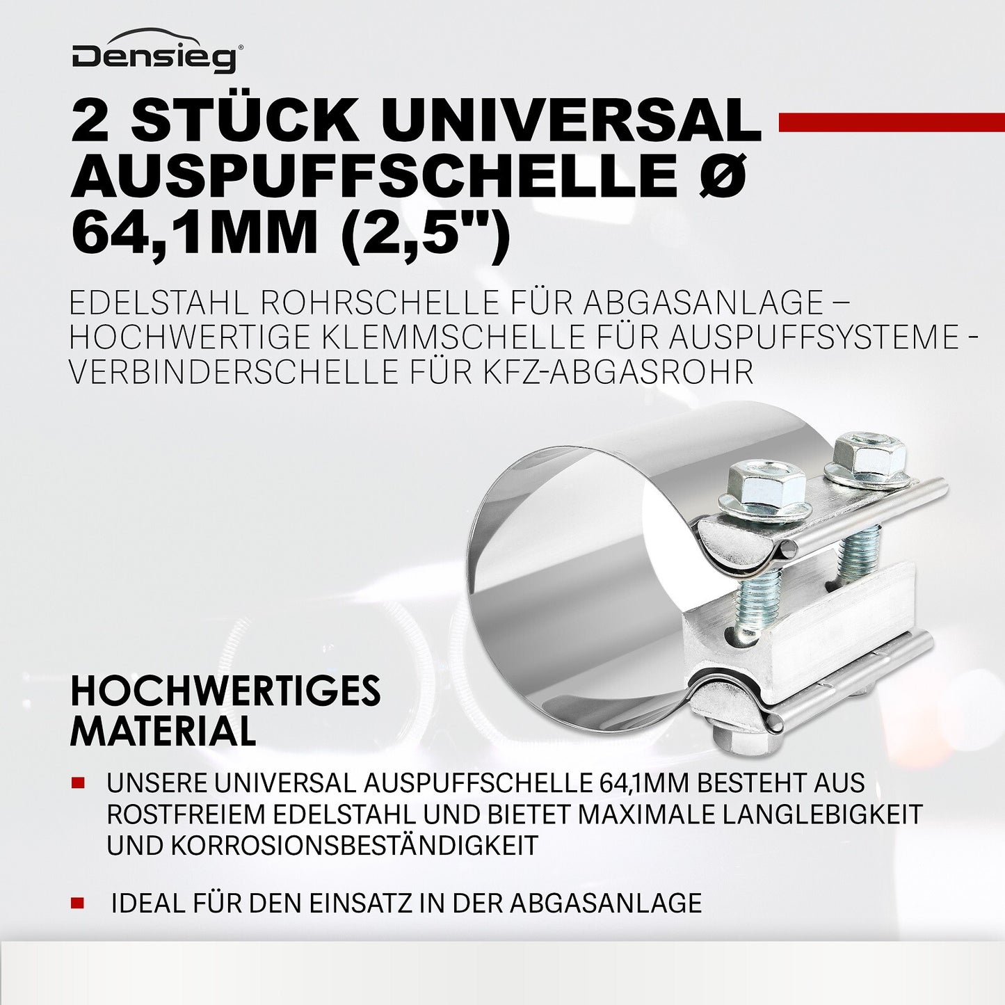 2x Auspuff Schelle Rohrverbinder Universal Doppelschelle Ø 64,1mm (2,5")