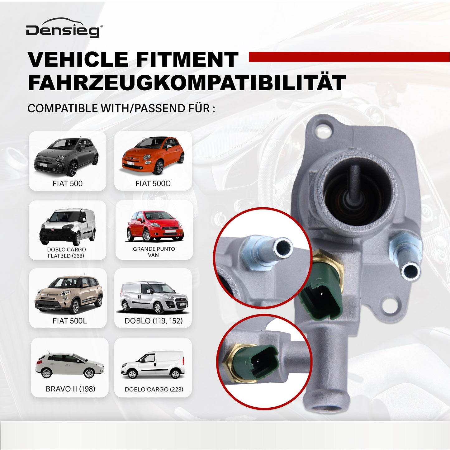 Thermostatgehäuse 55202176 für Fiat 500, Doblo Cargo, Grande Punto Van