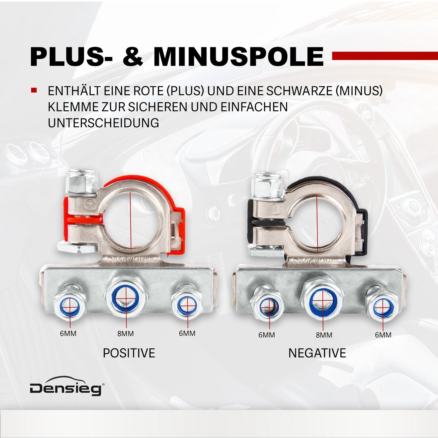 2x Batterieklemmer 12 V Set verzinkt Polklemme Autobatterie Klemmen