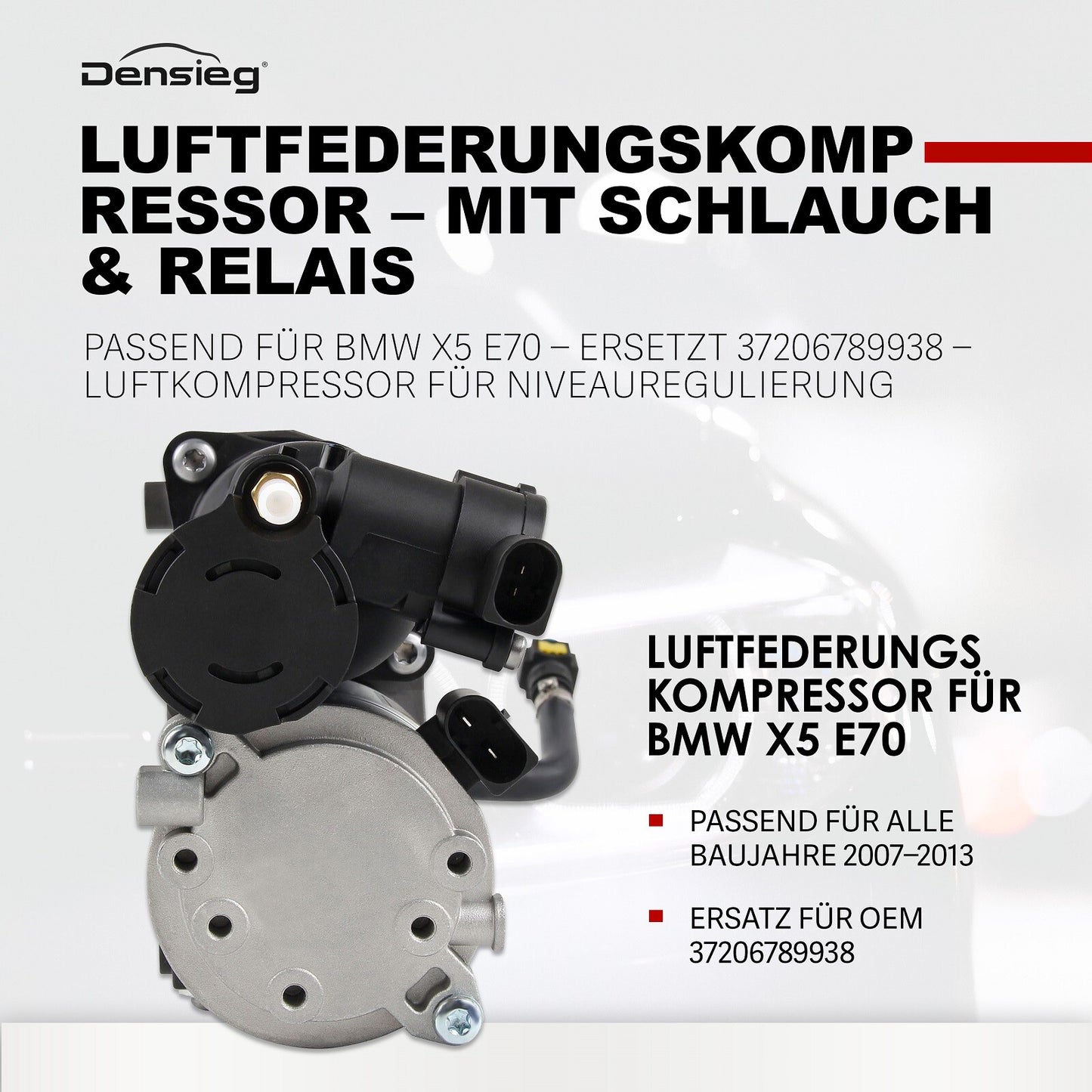 Compresor de suspensión neumática para BMW X5 E70 2007-2013 37206789938 con relé