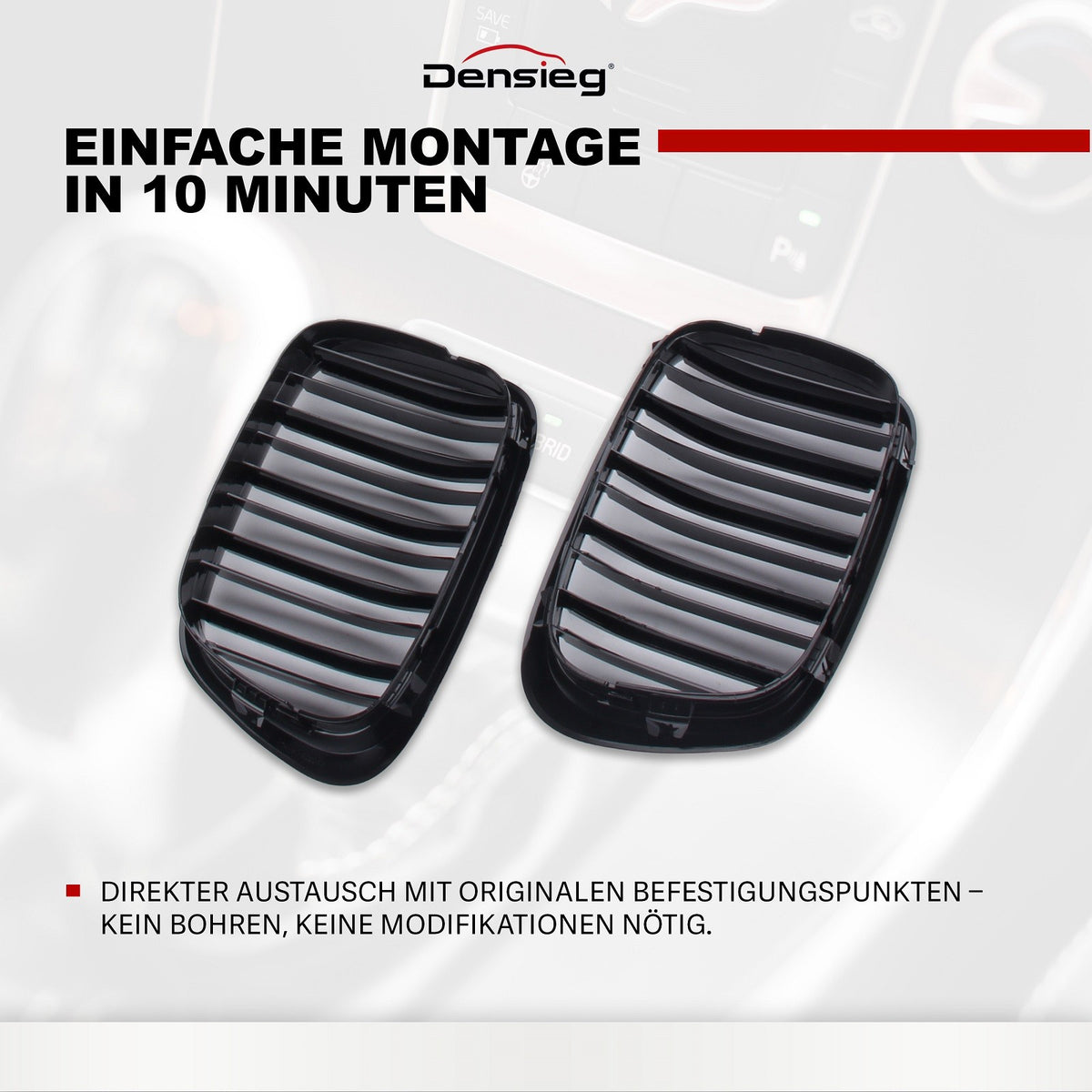 Nieren Kühlergrill Doppelsteg Glanz Schwarz für BMW 5er E39 1995-2003