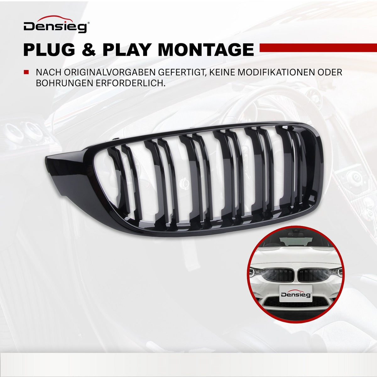 Nieren Kühlergrill Doppelsteg Glanz Schwarz für bmw 4er F32 F33 F83 F82