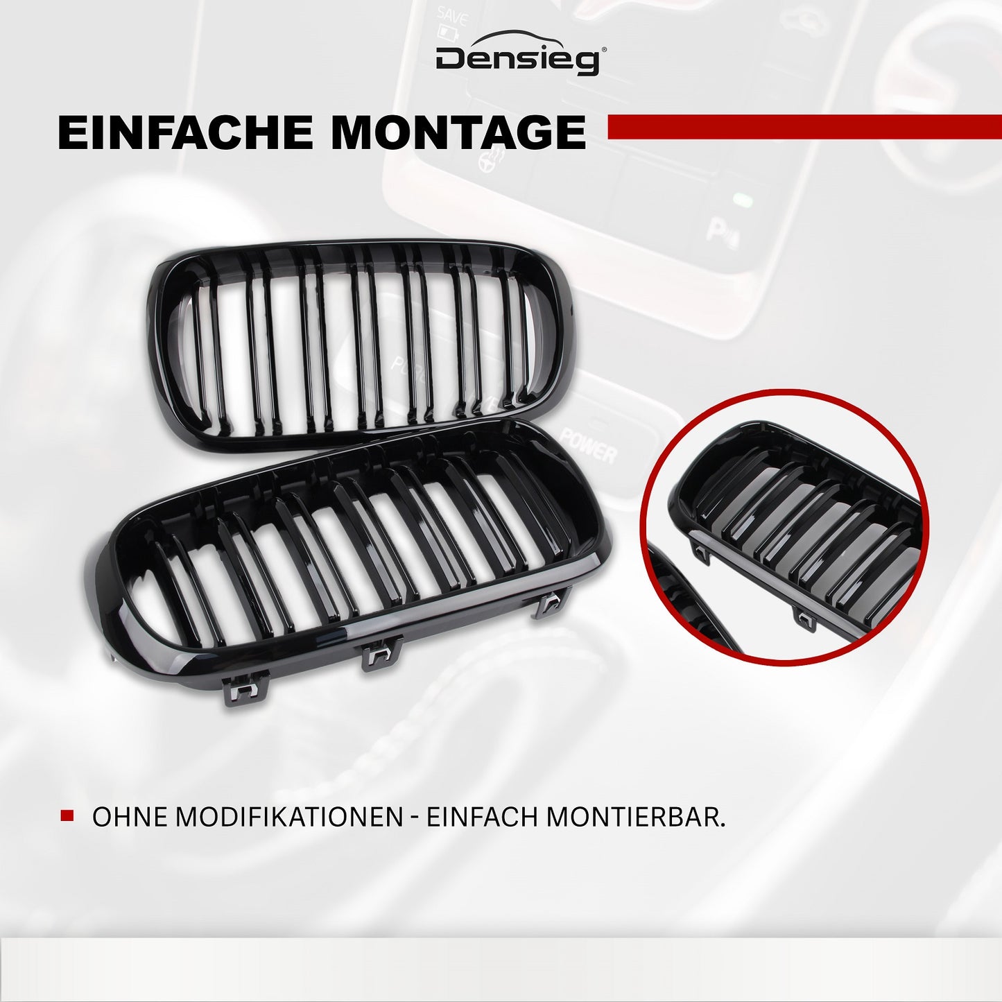 Nieren Doppelsteg Glanz Schwarz Kühlergrill für BMW X5 X6 F15 F16 2014-2018