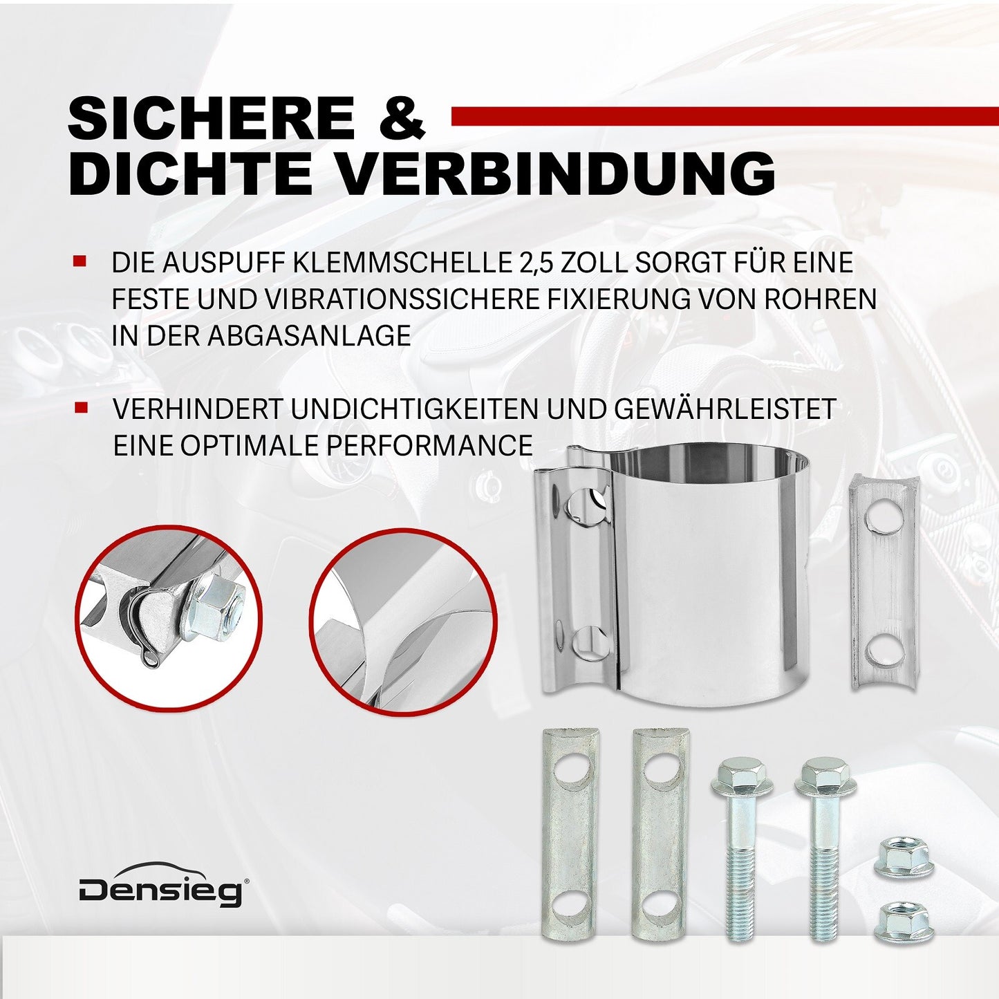 2x Auspuff Schelle Rohrverbinder Universal Doppelschelle Ø 64,1mm (2,5")