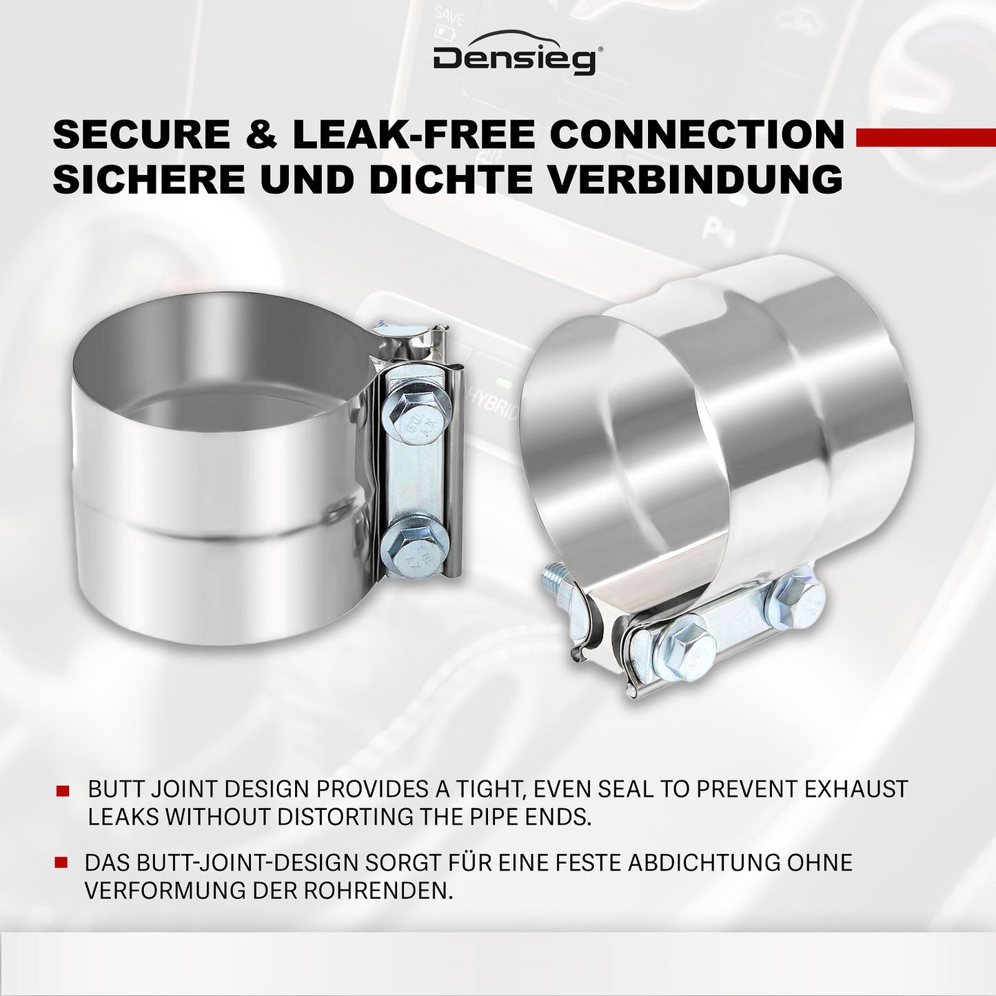 2x Ø 89mm / 3,5" Edelstahl Auspuff Rohrverbinder Klemmen für Abgasanlage