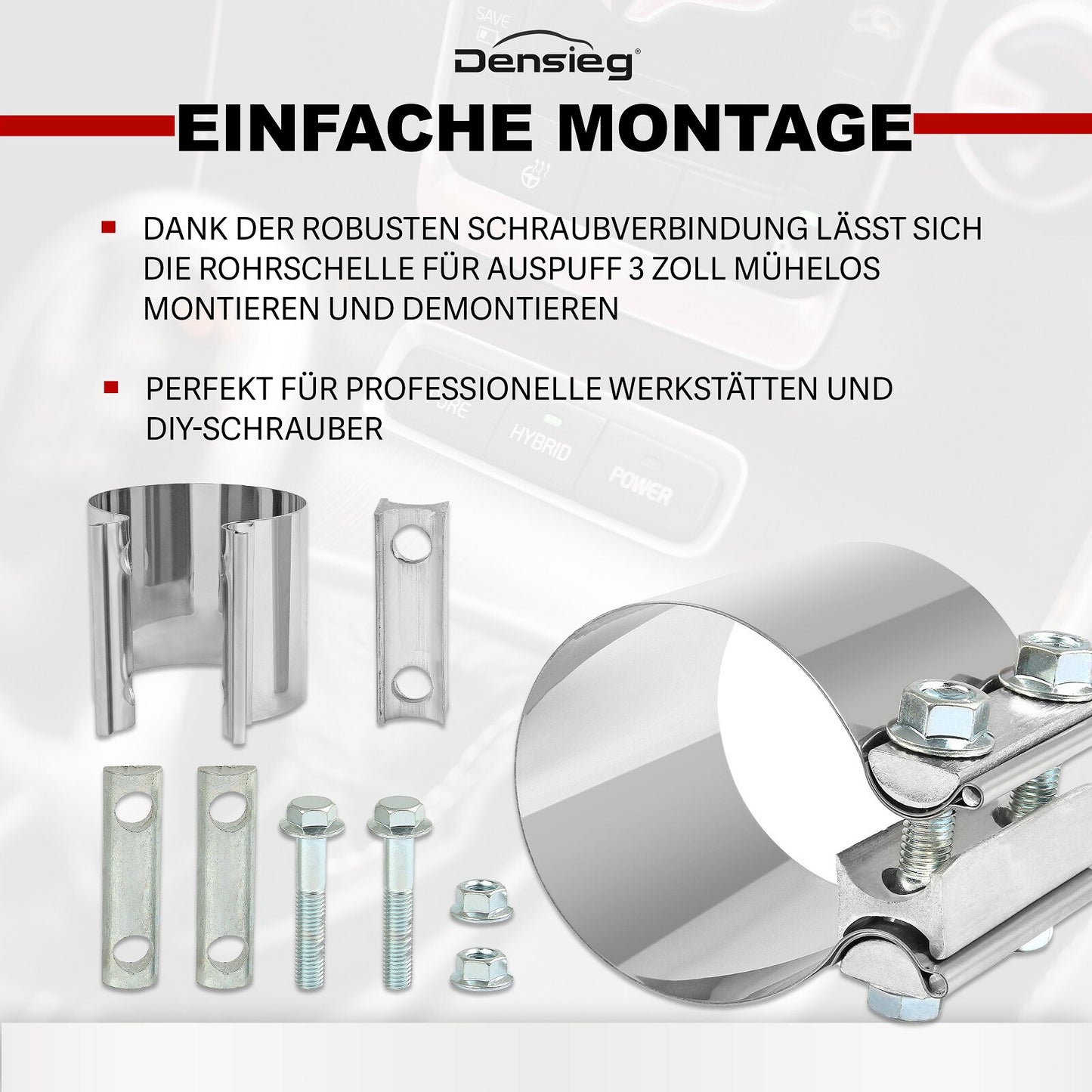 2x Conector de tubo de escape universal de 3 pulgadas con abrazadera de acero inoxidable para sistema de escape